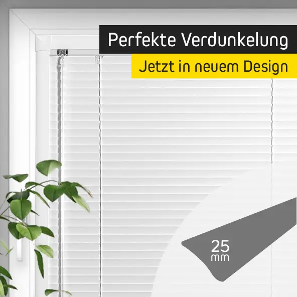 Horizontale Jalousie zur Verdunkelung, Aluminiumlamellen, 25 mm Breite