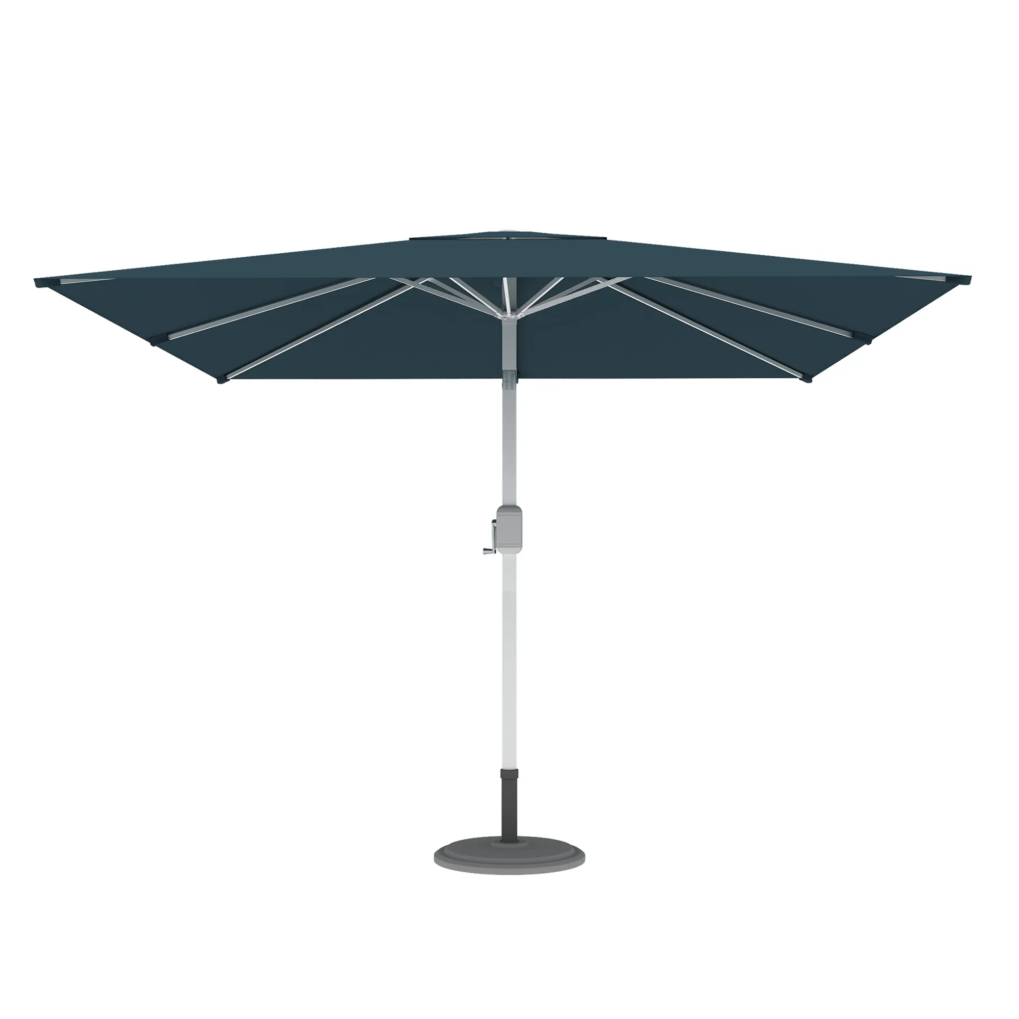 Ombrellone moderno con palo centrale e meccanismo a manovella