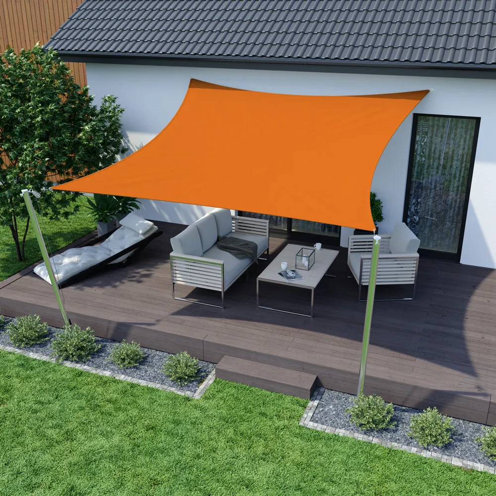 Sonnensegel - Polyester / wasserabweisend | 4,0 x 4,0 m, quadratisch, orange