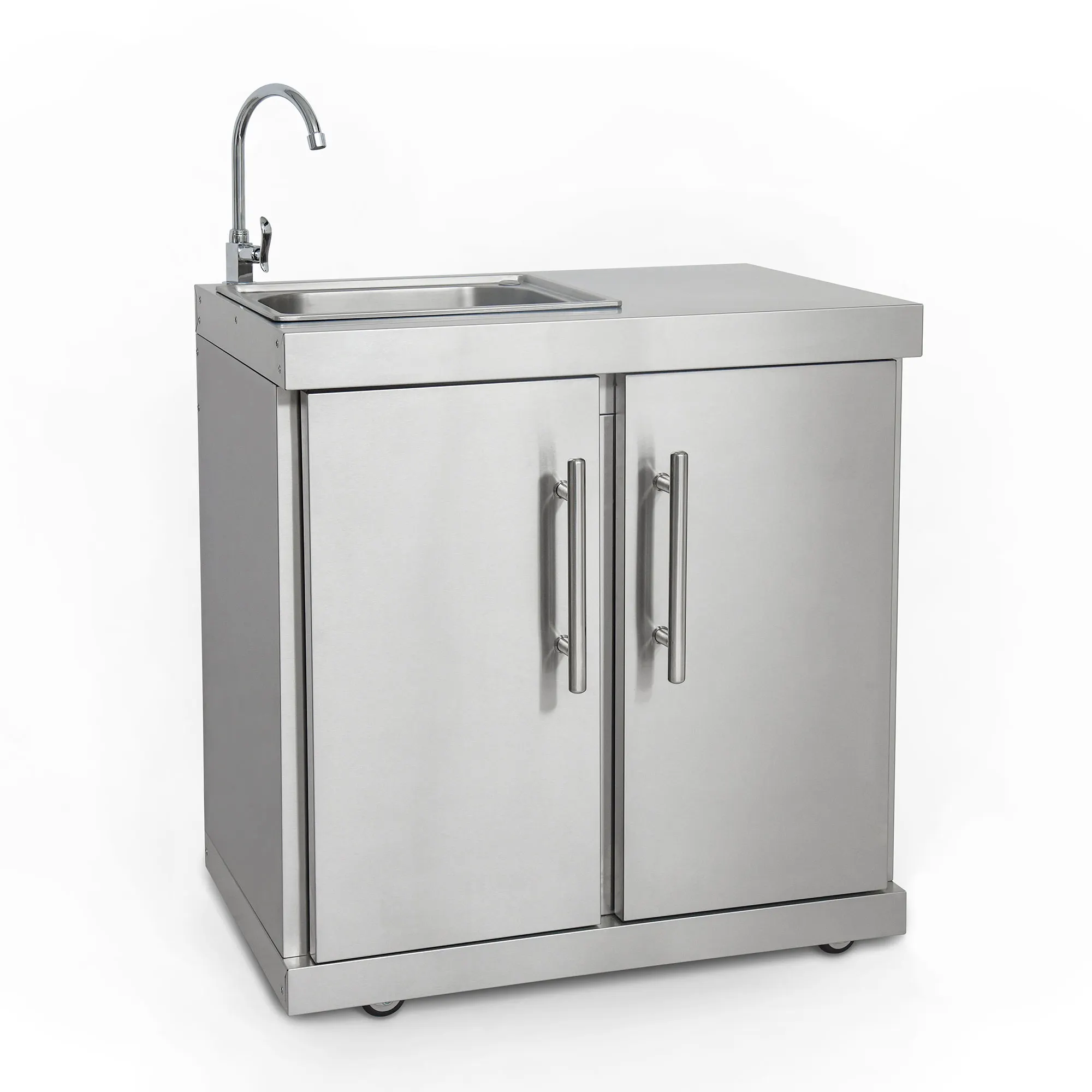 Edelstahl-Erweiterungsmodul mit Spülbecken & 2 Türen