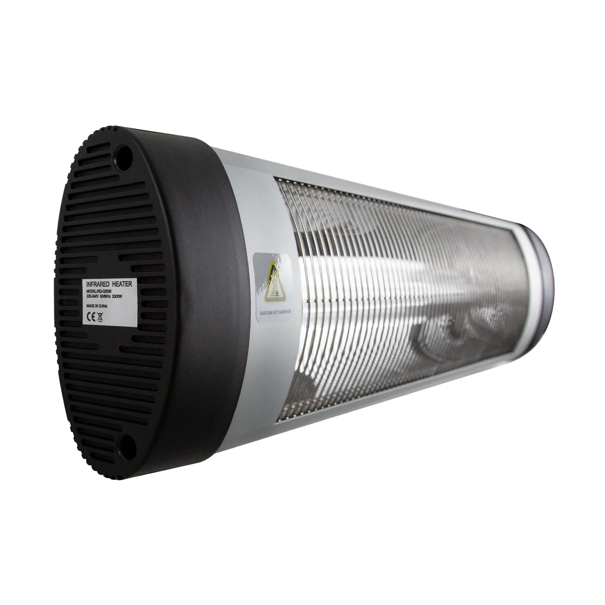 Riscaldatore a infrarossi con griglia di protezione e fessure di ventilazione