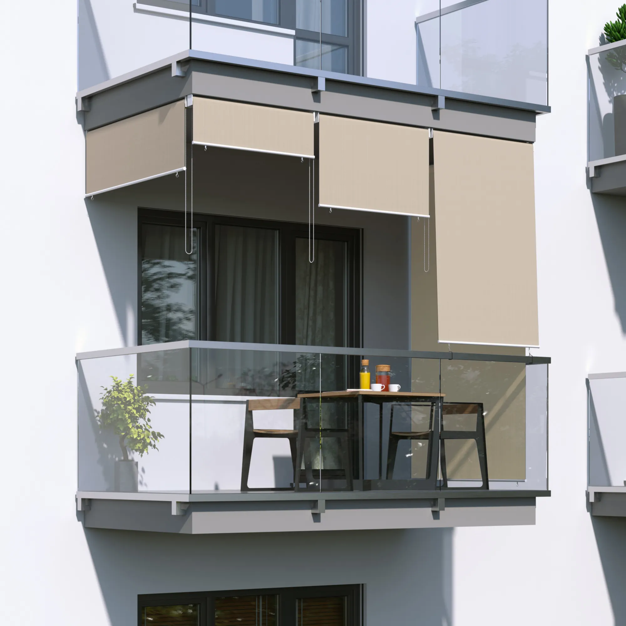 Store extérieur vertical pour balcon | 100 x 140 cm, crème