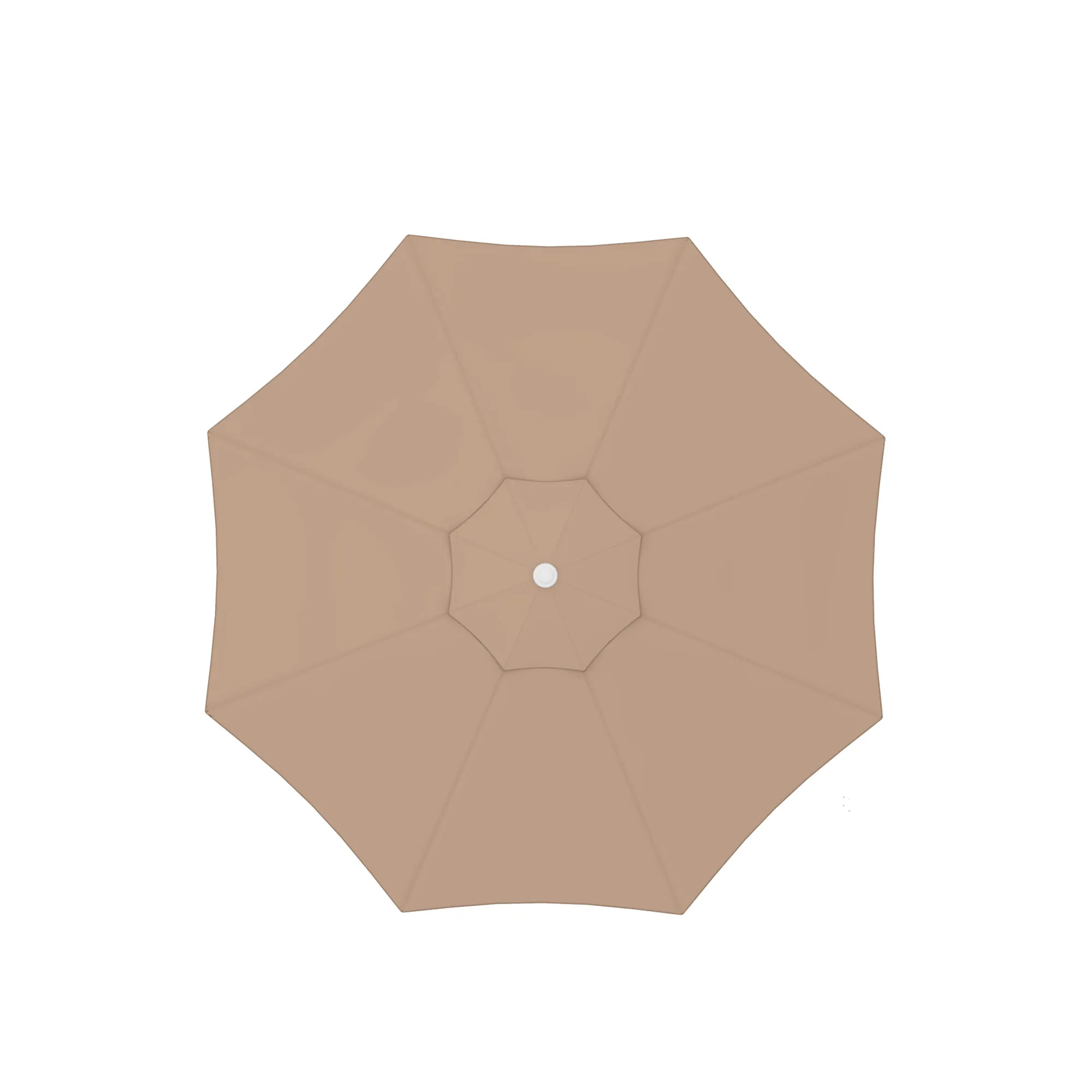 Ombrellone quadrato visto dall'alto, design simmetrico con punto centrale