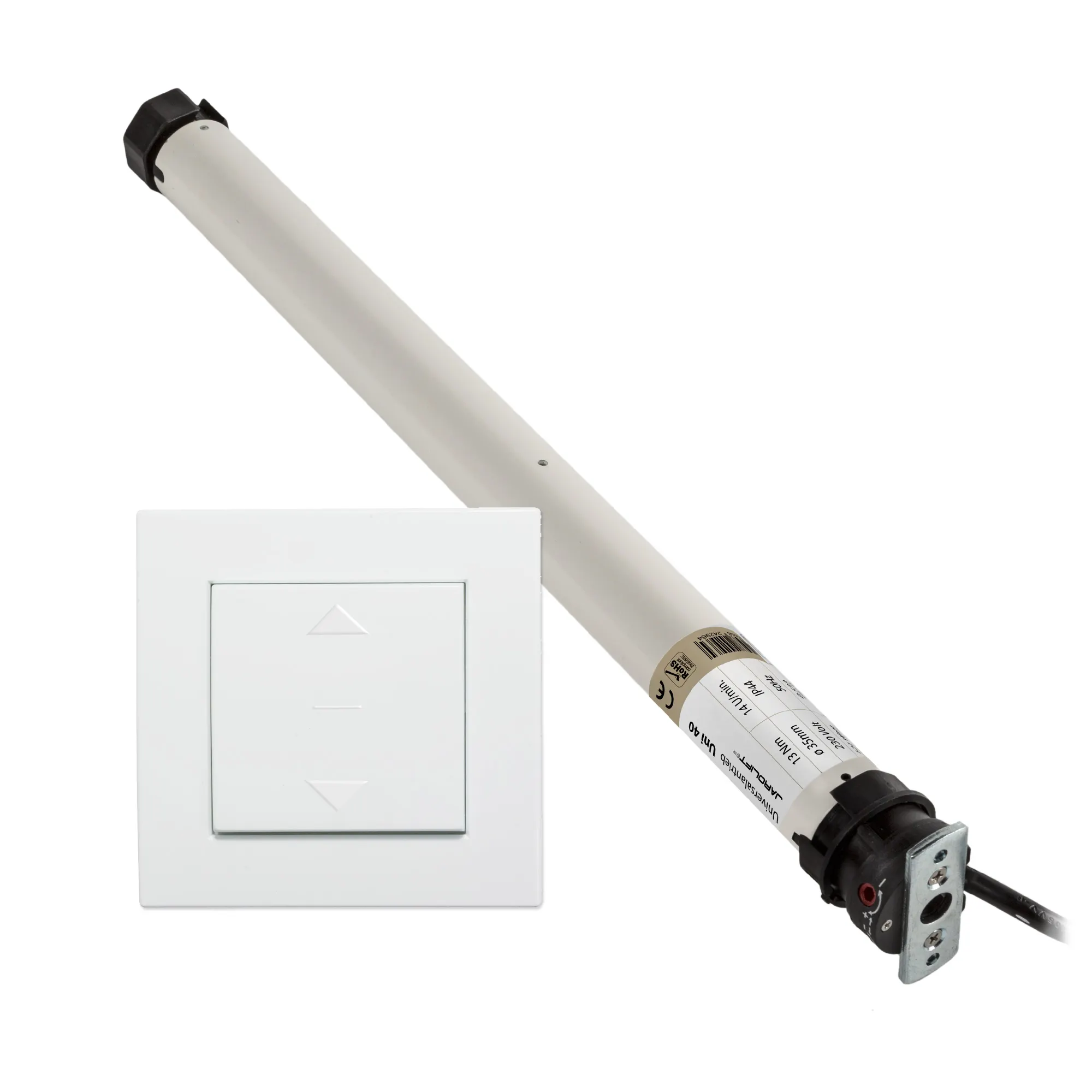 Moteur de volet roulant Universel | UNI40 (13 Nm / SW40) + Interrupteur à bascule Design