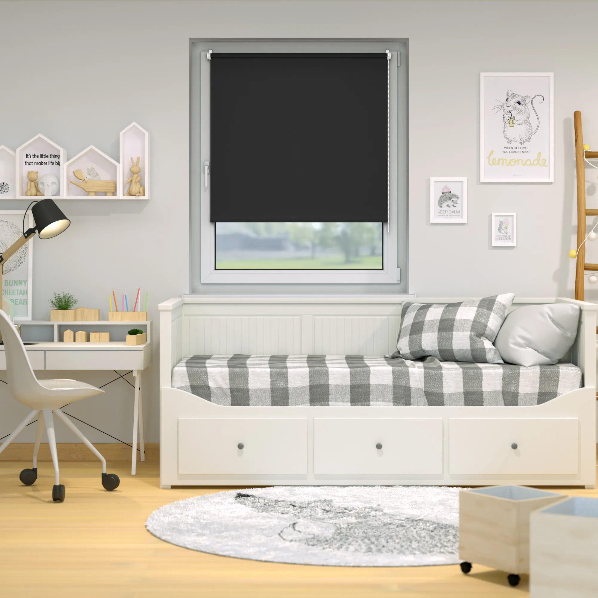 Estor Enrollable Opaco Tenebra Klemmfix | 35 x 160 cm, negro