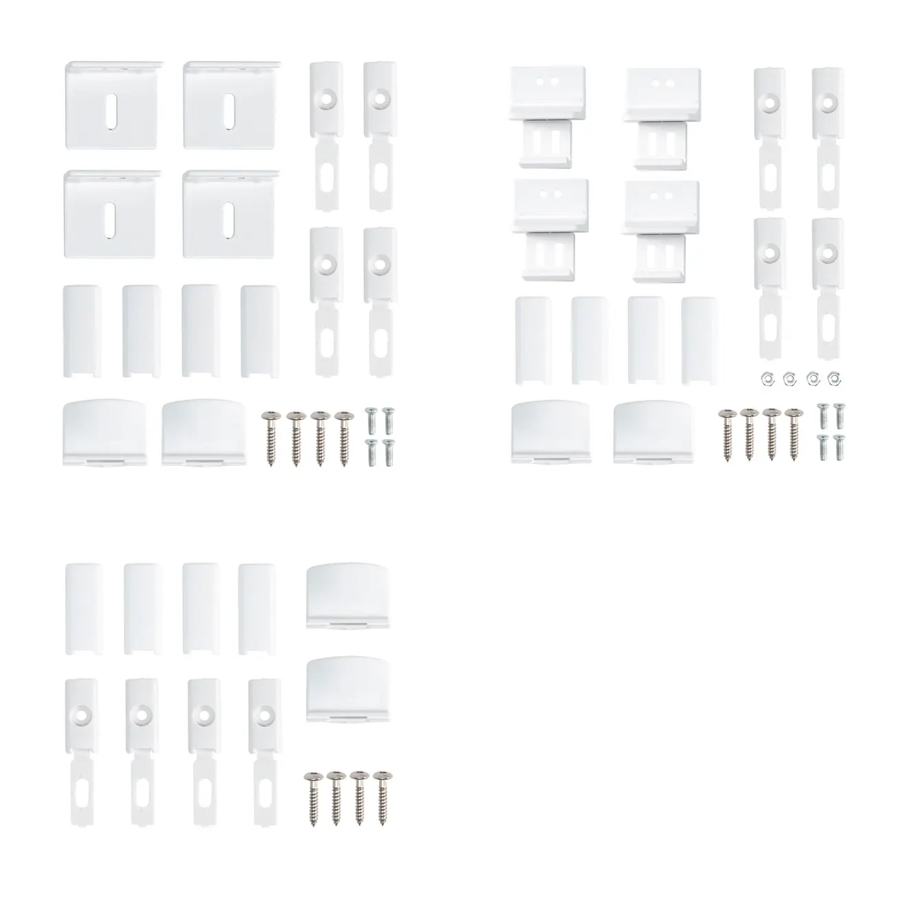 Ersatzteilset für Elegance Plissees, bestehend aus Halterungen, Abdeckungen und Schrauben