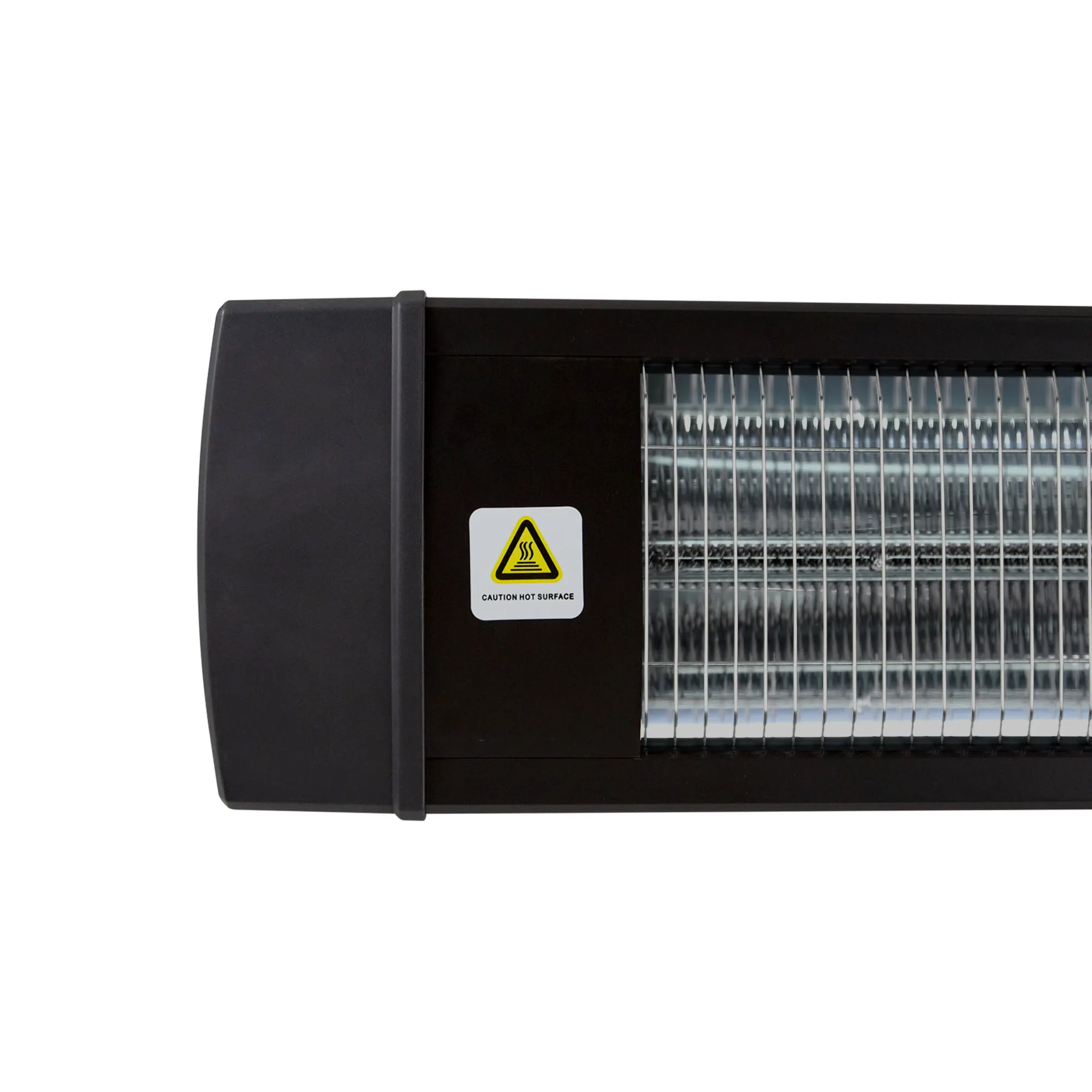 Riscaldatore a infrarossi in carbonio con griglia di protezione e avviso per superficie calda