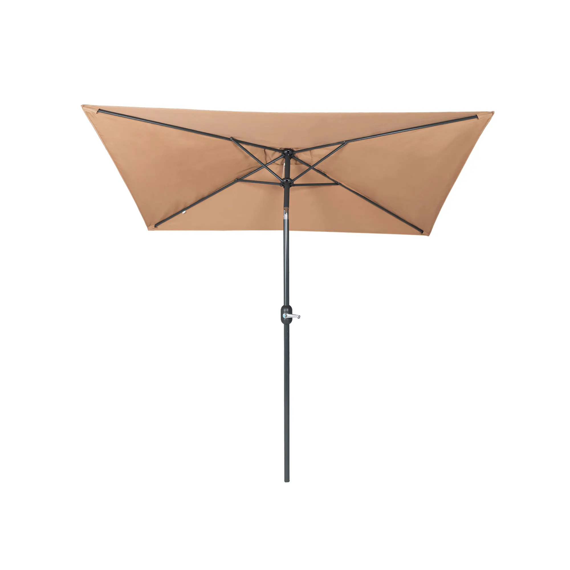 Piccolo ombrellone pieghevole con supporto dritto e ombrello rettangolare