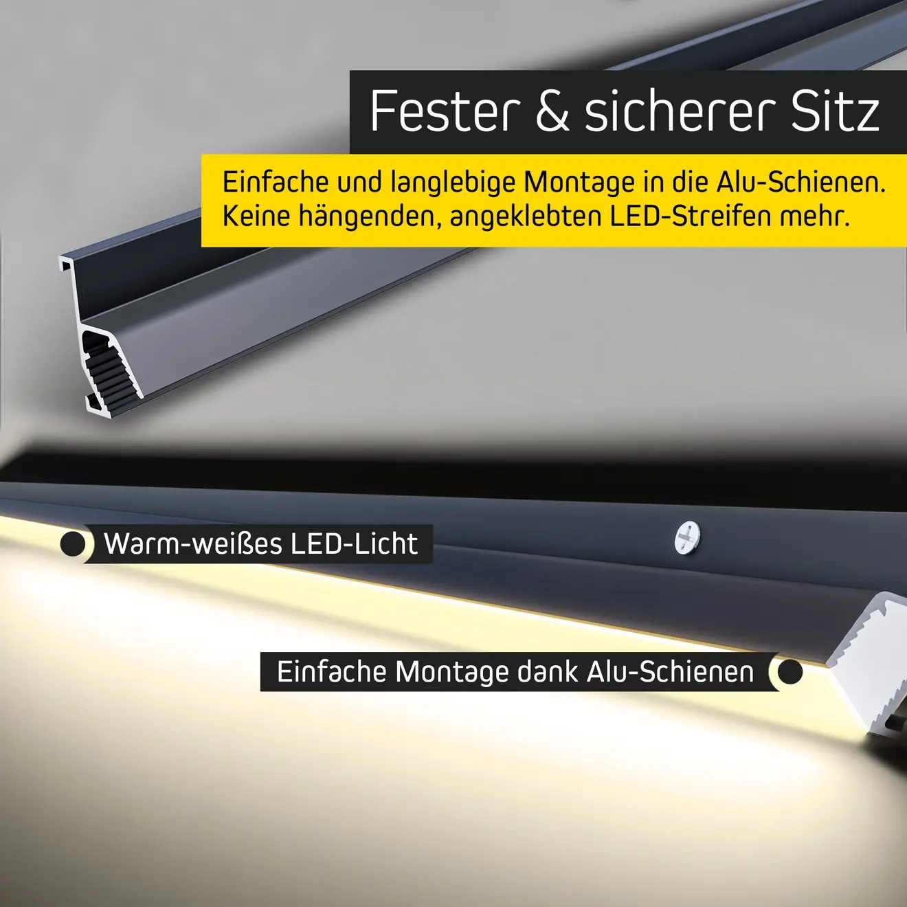 LED-Lichterset für Pergola mit Lamellendach, einfache Montage in Alu-Schienen, warmweißes Licht