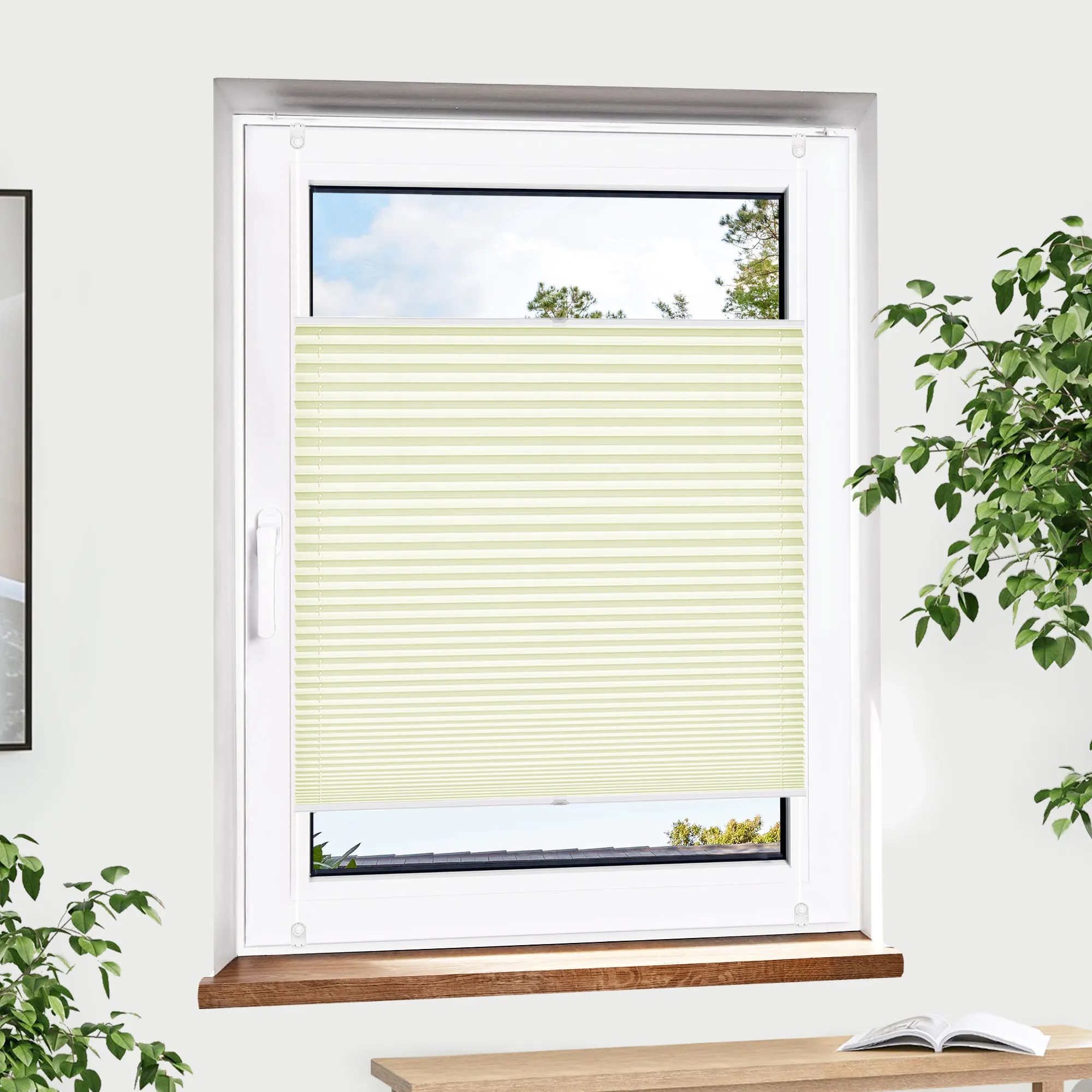 Roleta plisowana Pure | Premium Poliester 95 x 180 cm, kremowy