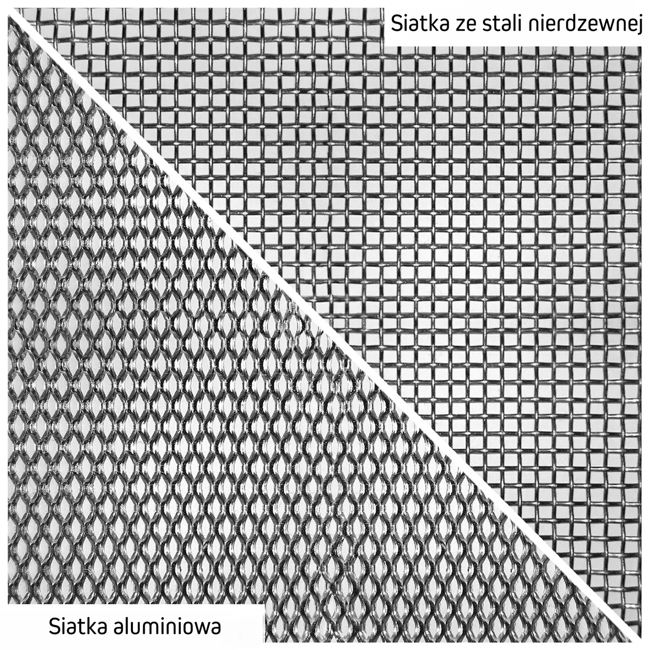 Porównanie diagonalne tkaniny ze stali nierdzewnej i tkaniny aluminiowej
