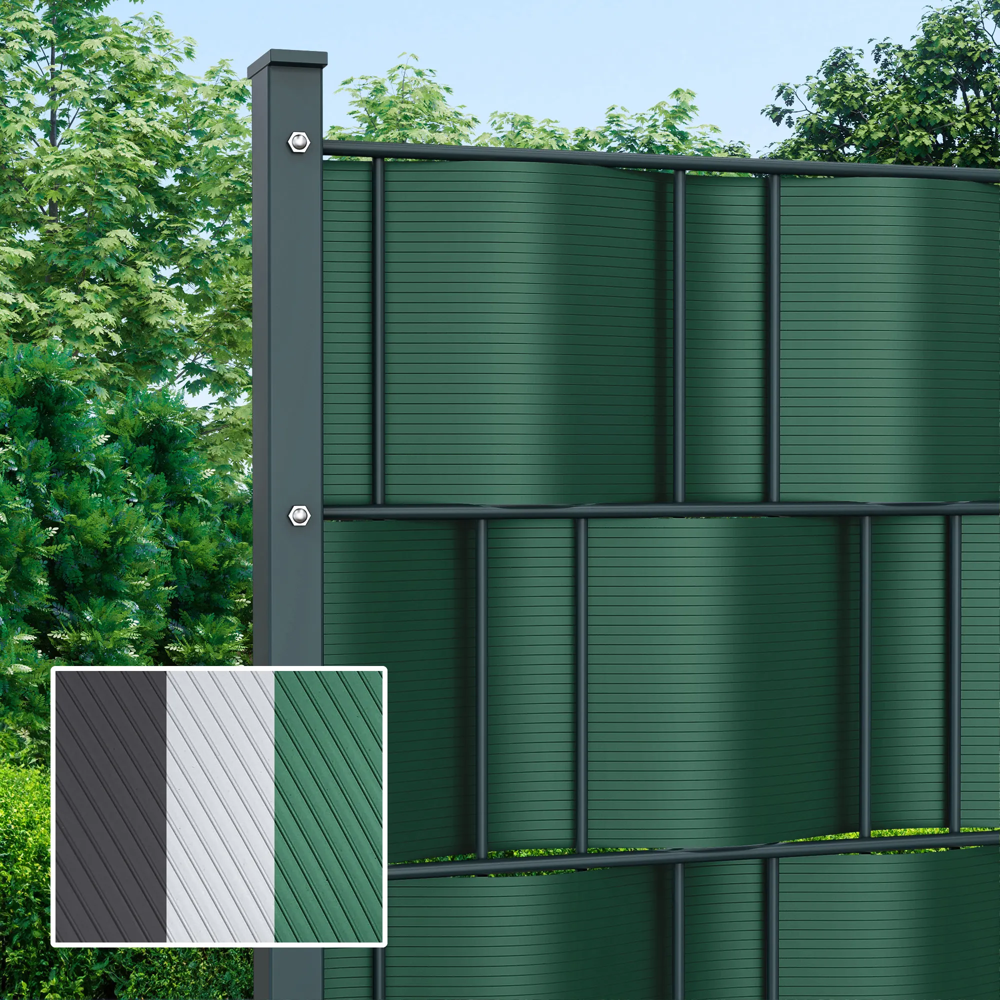 Tiras de Ocultación de PVC Duro | 19 cm x 2,525 m, verde, 10 unidades