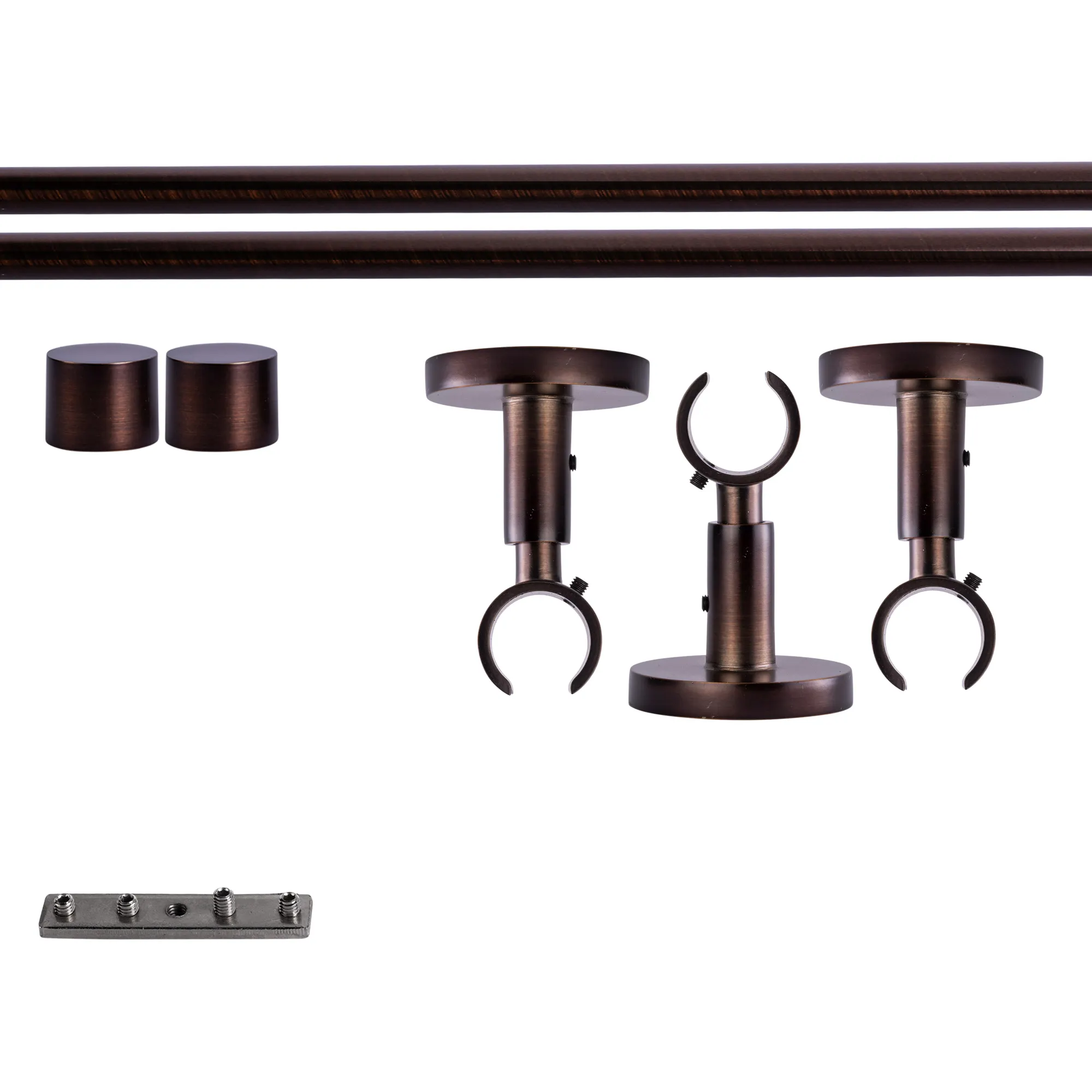 Zestaw karniszy z wewnętrzną szyną | 1 szyna, ⌀ 19 mm, 240 cm, brązowo-czerwony + Uchwyt sufitowy, Końcówka