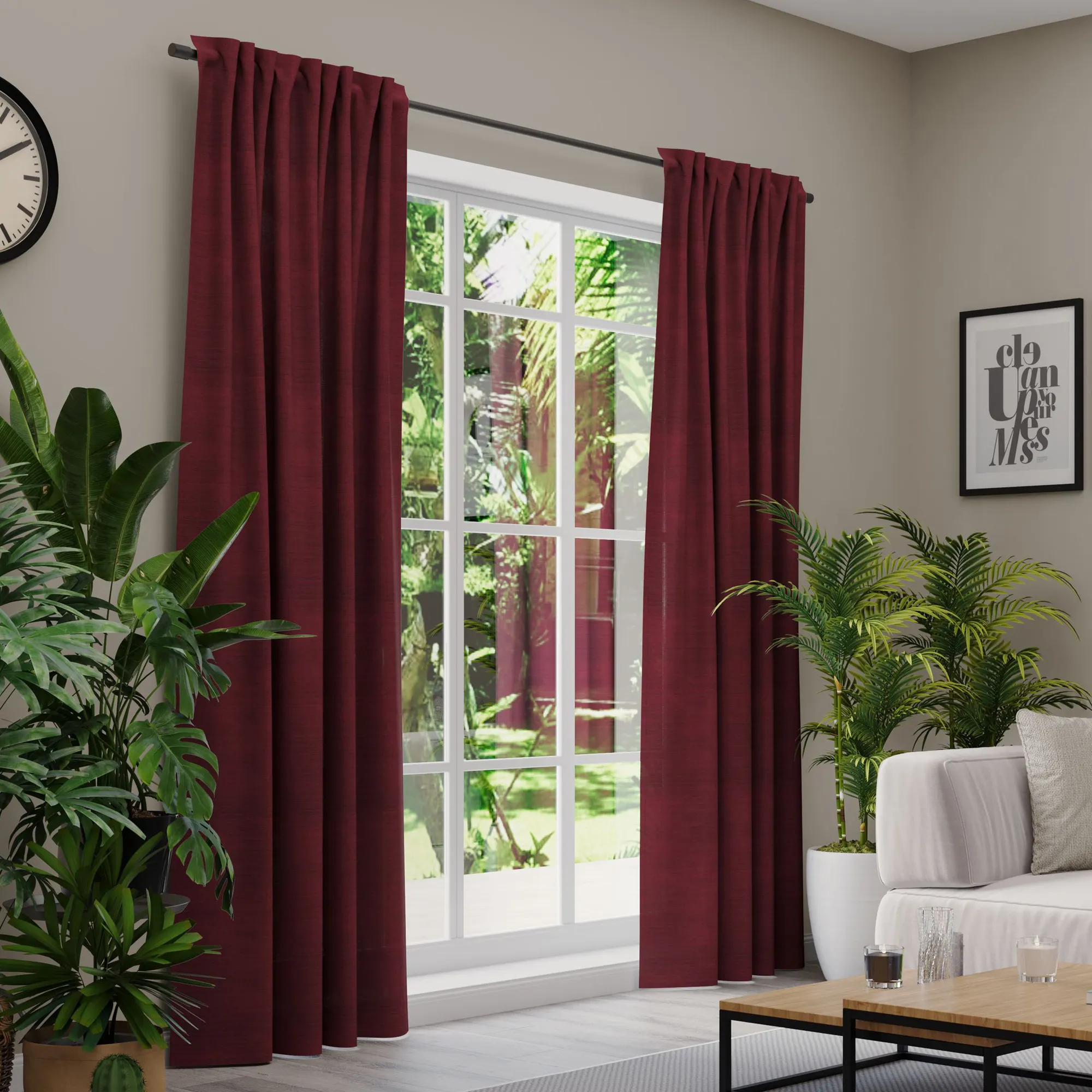 Premium Line Gardinen und Vorhänge | Velvet, blickdicht, bordeaux 