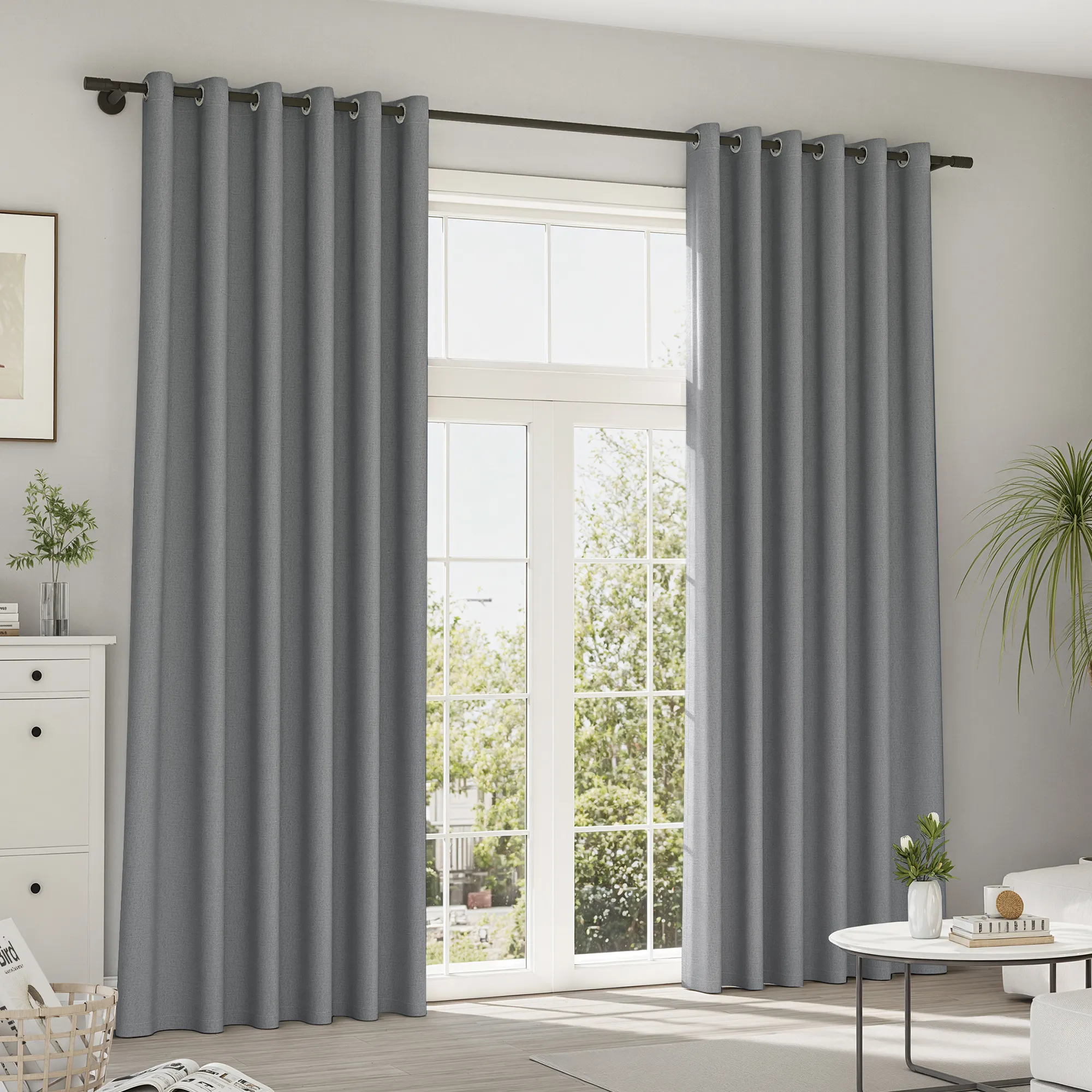 Cortinas y Visillos Pure | Structur, oscurecimiento total, gris oscuro