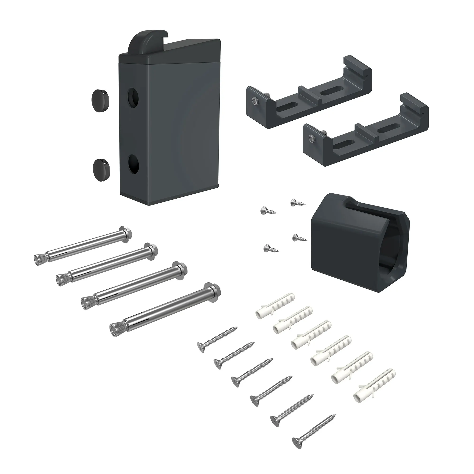 Set di ricambi per tende a caduta laterale con supporti, viti e coperture