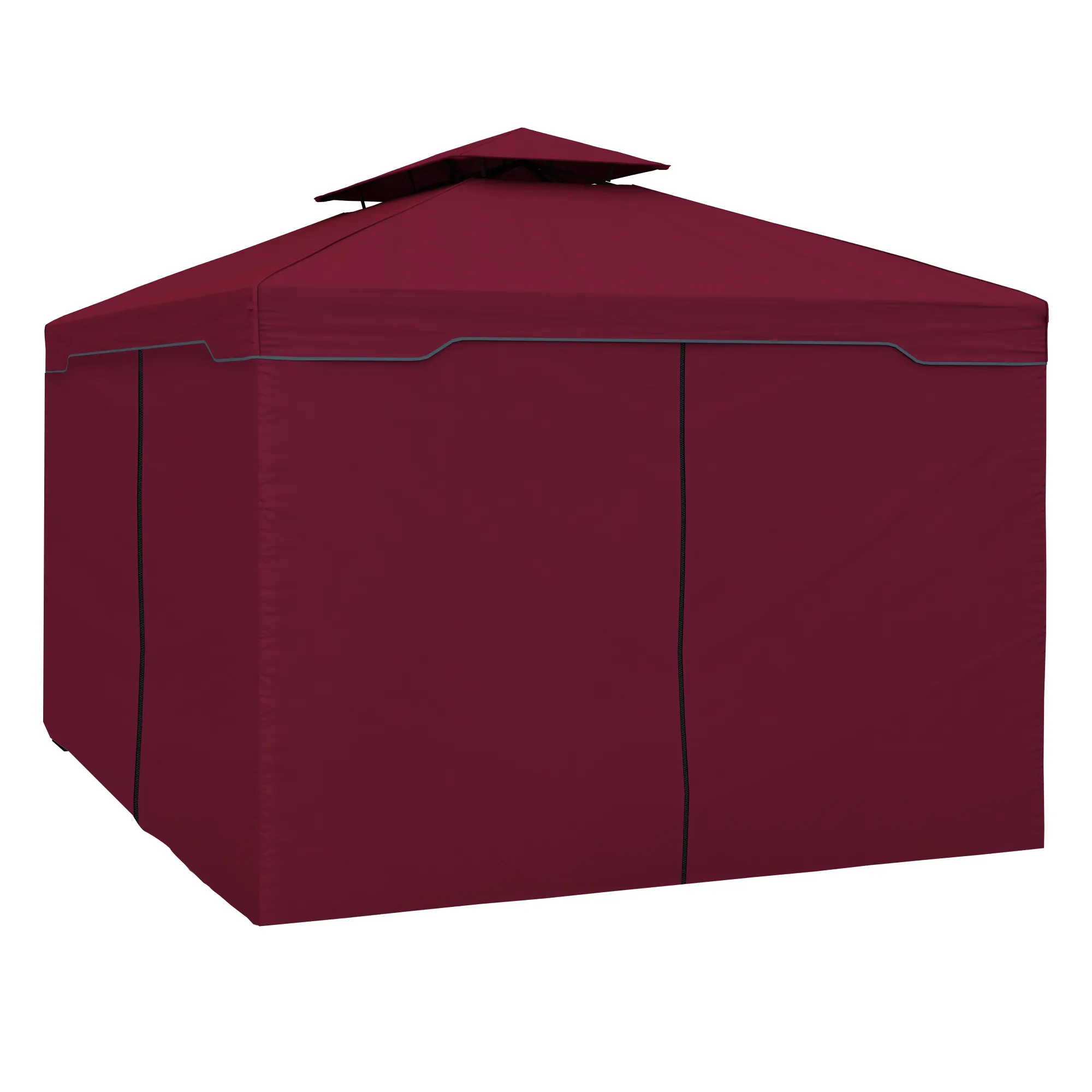 Seitenwand für Deluxe Gartenpavillon | Wand, bordeaux-anthrazit, 4 Stück