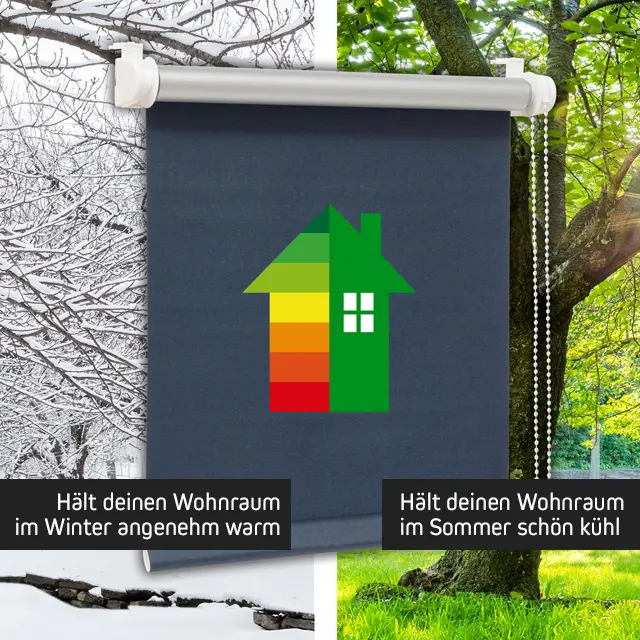 Rollosystem mit Thermofunktion, hält Räume im Winter warm und im Sommer kühl