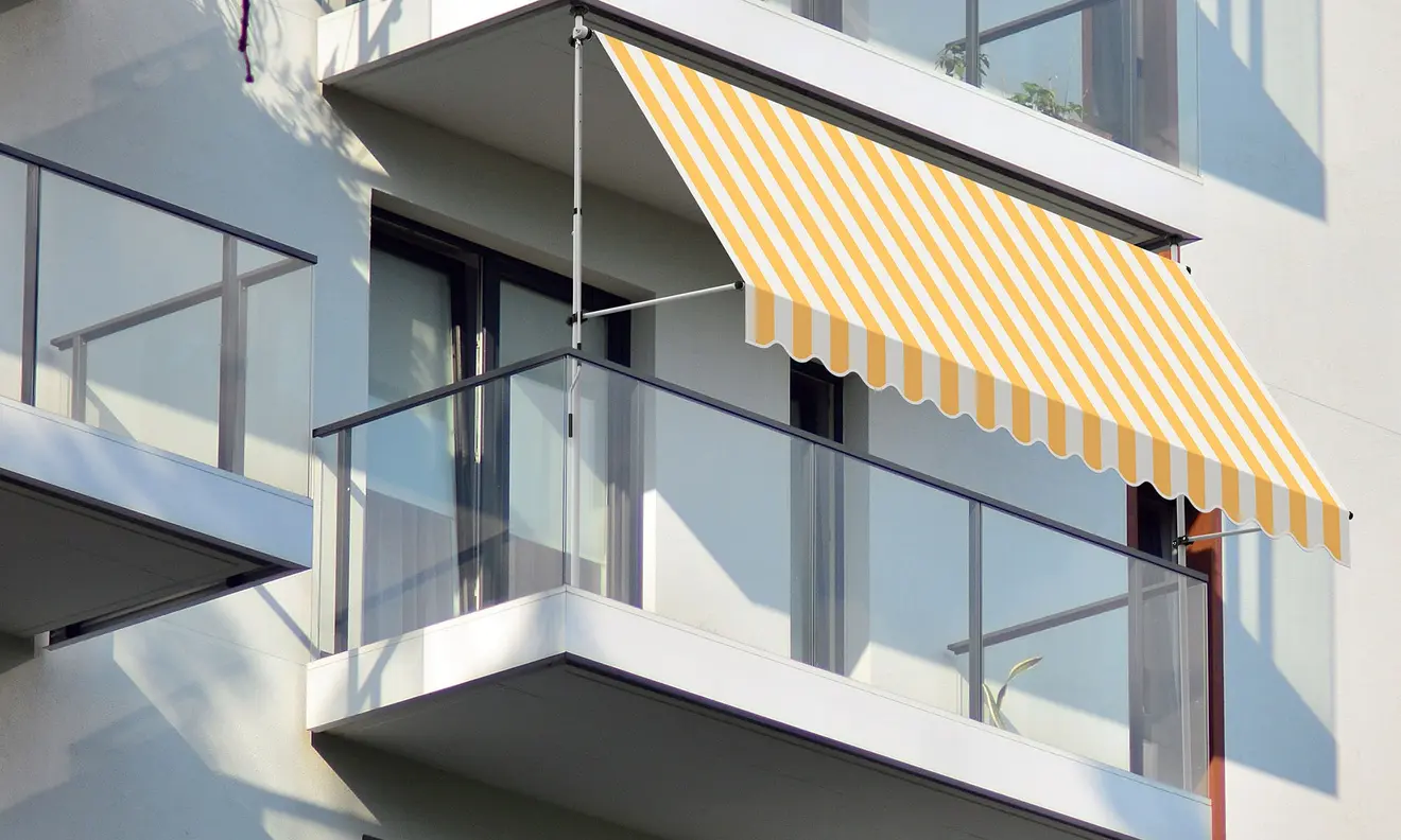 Ersatzteilset für Klemm- und Balkonmarkise JAM 2000, montiert an einem Balkon