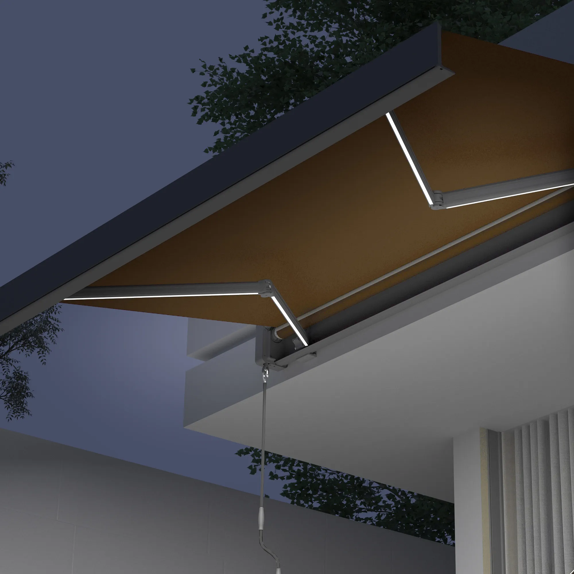 Kassettenmarkise Quadris LED | 4,95 x 3,5 m, anthrazit, Stoff: toffee, Uni