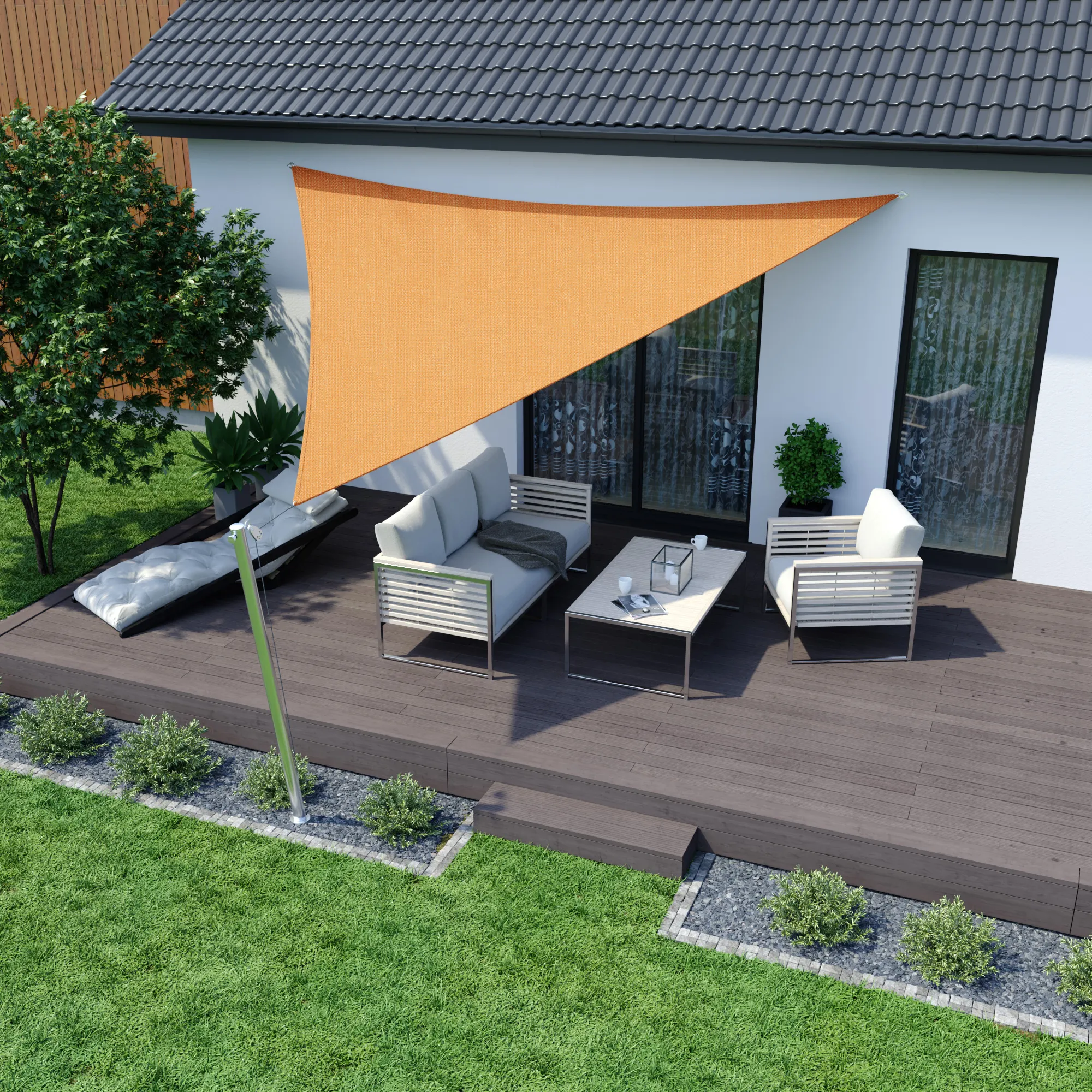 Toldo Vela - Polietileno / Transpirable | 5,0 x 5,0 x 5,0 m, triangular, naranja