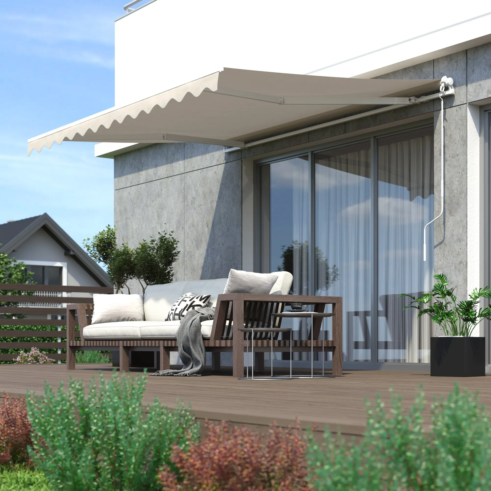 Gelenkarmmarkise Easy | 2,95 x 2 m / Stoff: Uni, hellbeige