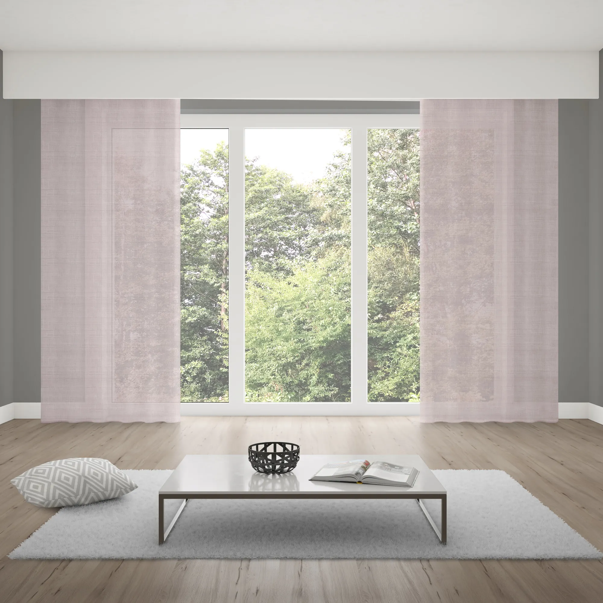 Rideau avec galon à passants & aspect lin | semi-transparent, 145 x 245 cm, taupe