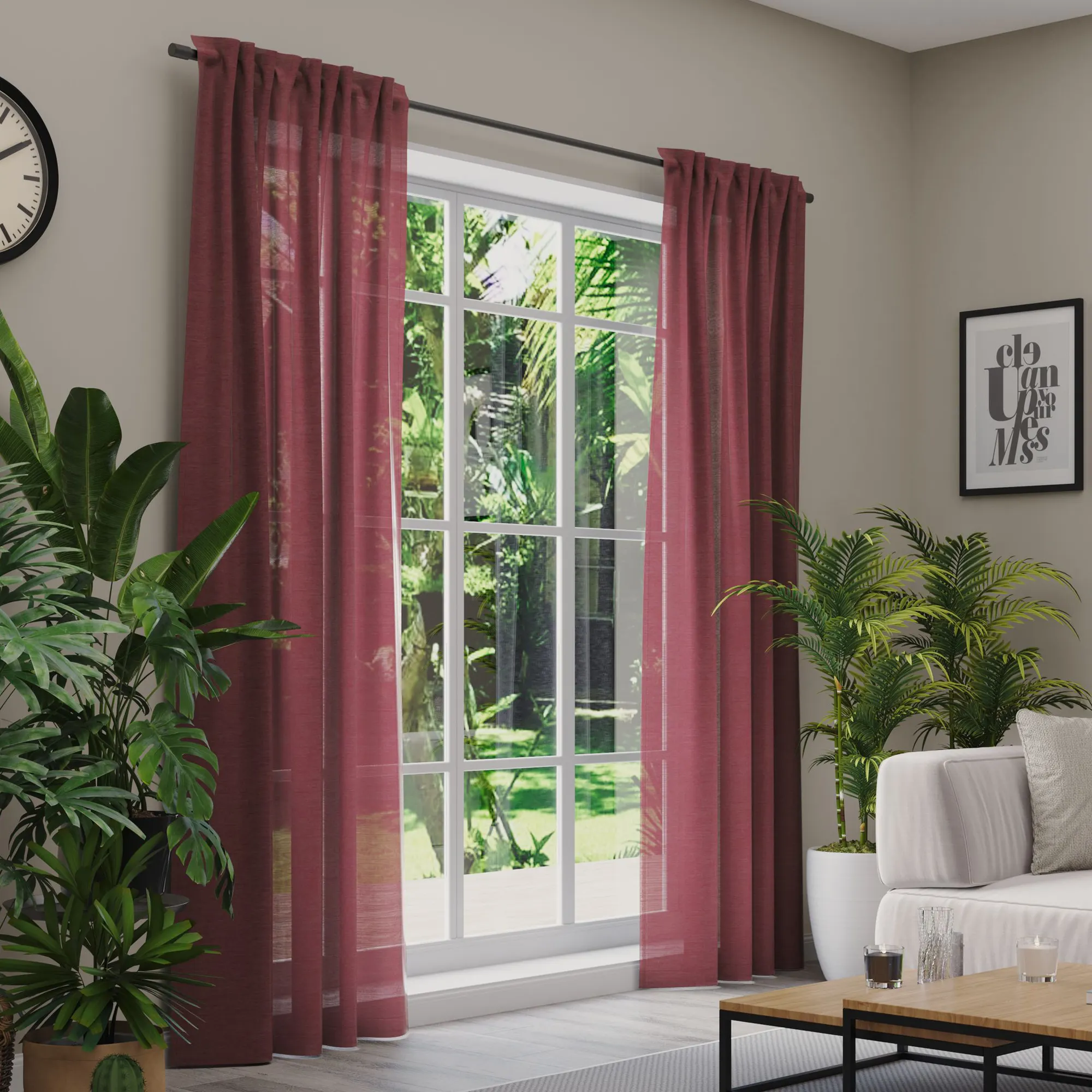 Premium Line Gardinen und Vorhänge | Classic, halbtransparent, bordeaux