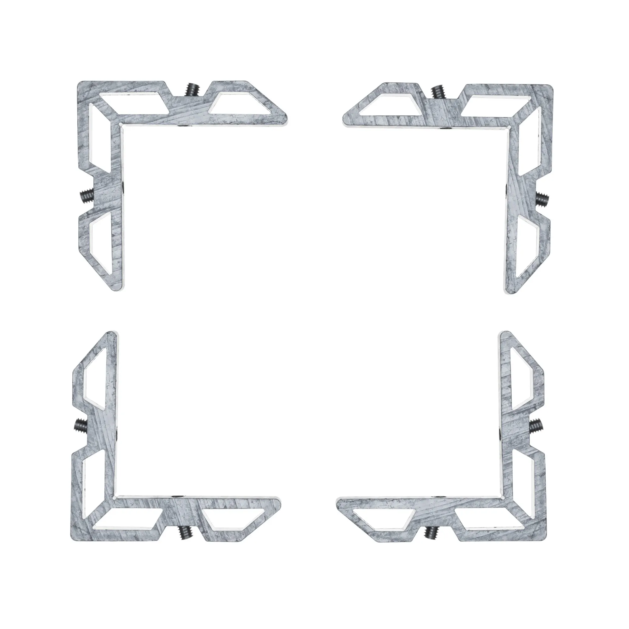 Quattro giunti angolari in alluminio per telai di protezione contro gli insetti a forma di L con viti