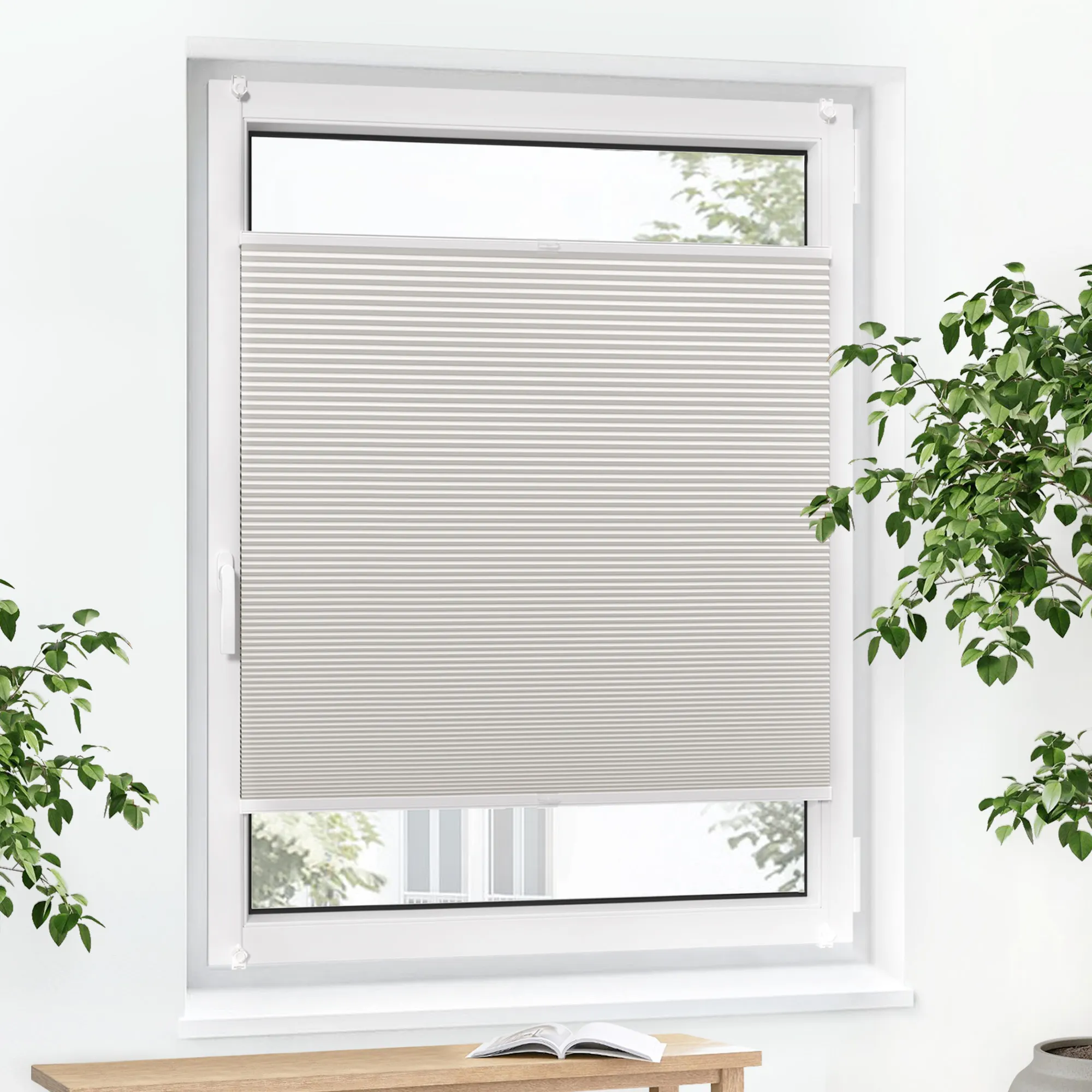 Store plissé en nid d'abeille Pure | Occultant, 105 x 150 cm, beige