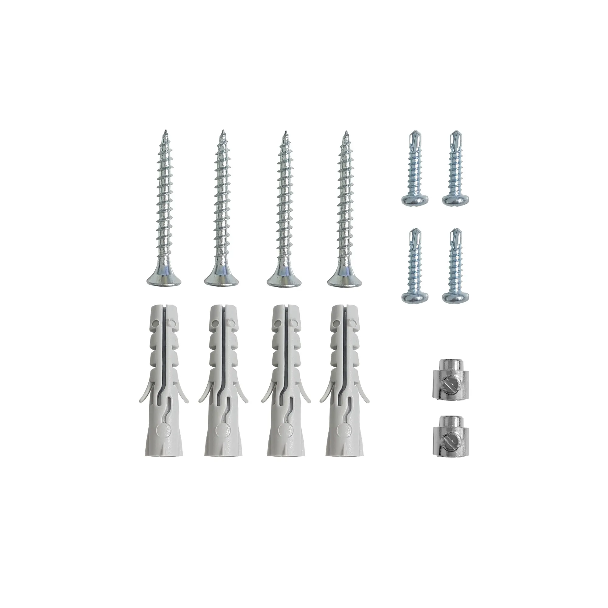 Set di montaggio per tende con tasselli, viti e supporti