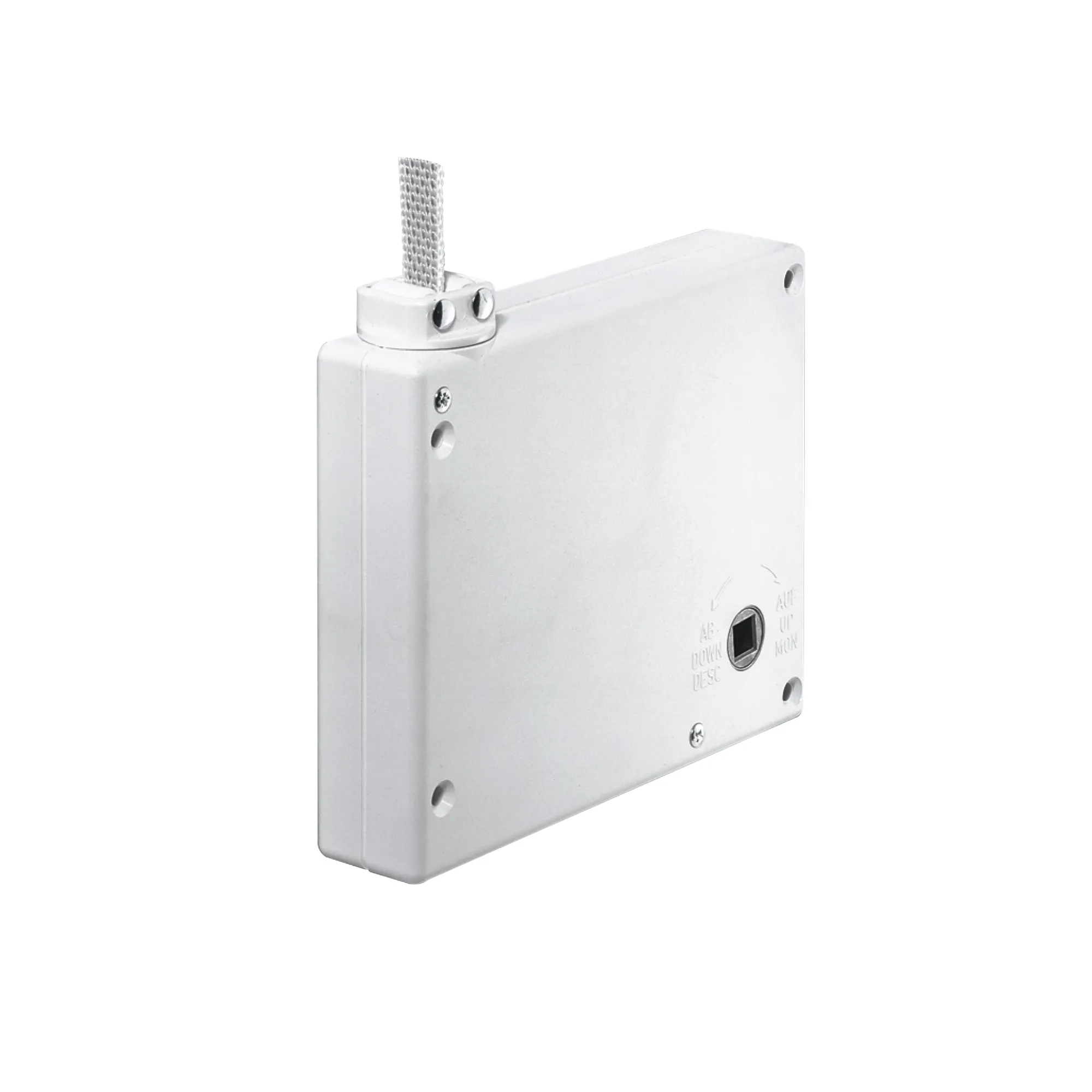 Mini avvolgitore per cinghia avvolgibile, montaggio a vista, custodia rettangolare con supporto per cinghia