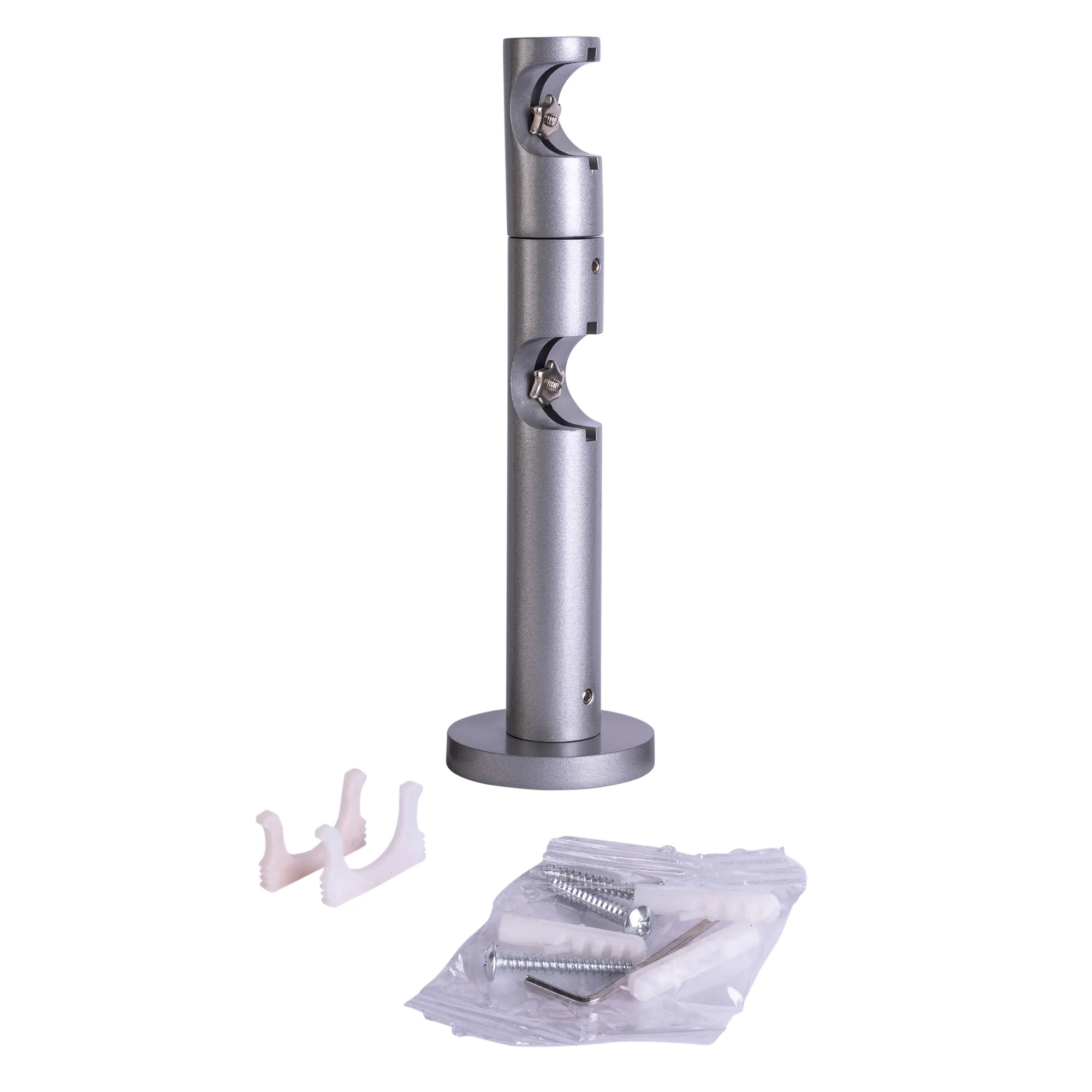 Wandhalter für Gardinenstange / Gardinenstange mit Innenlauf | ⌀19 mm, silber, 2-läufig