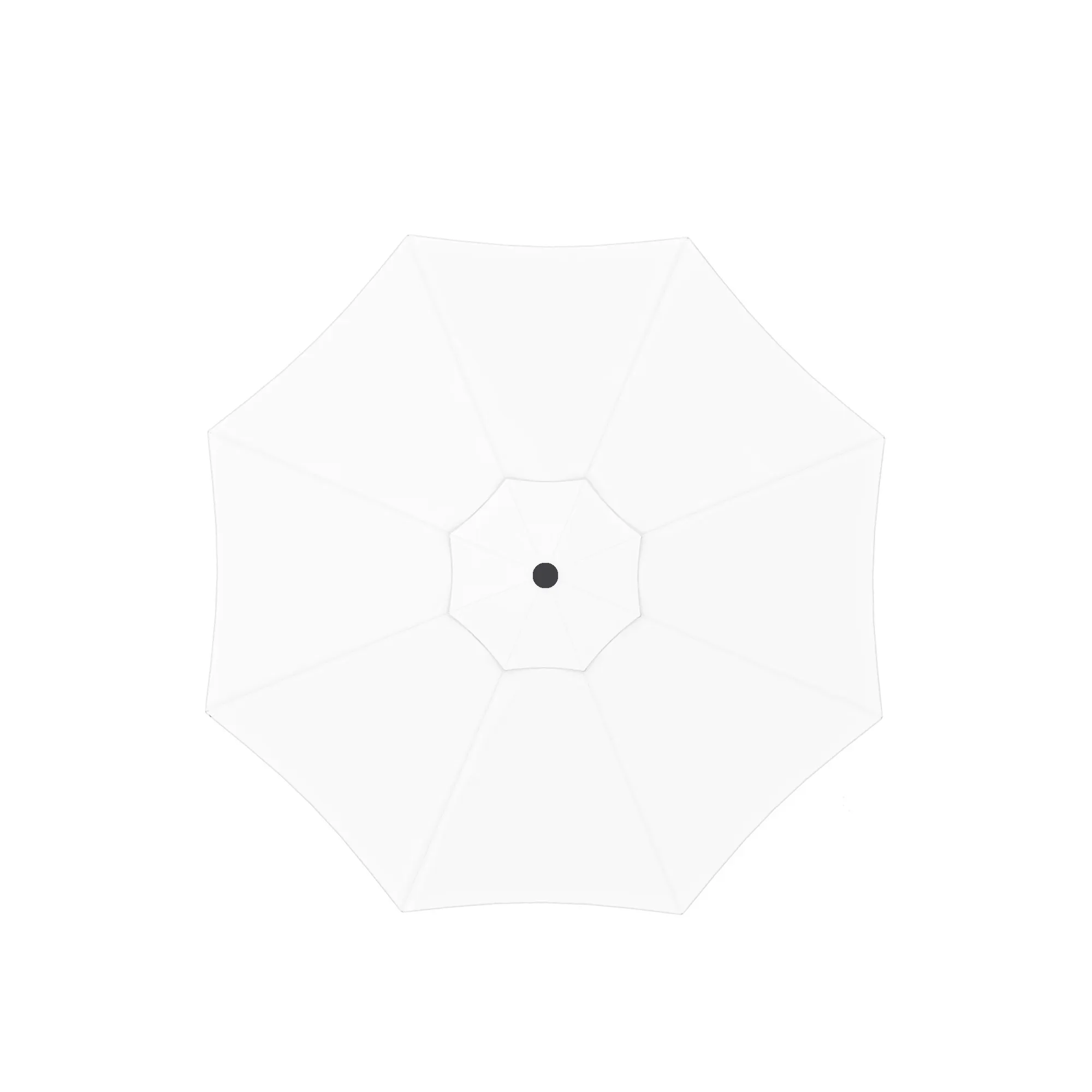 Ombrellone quadrato visto dall'alto, design simmetrico con punto centrale