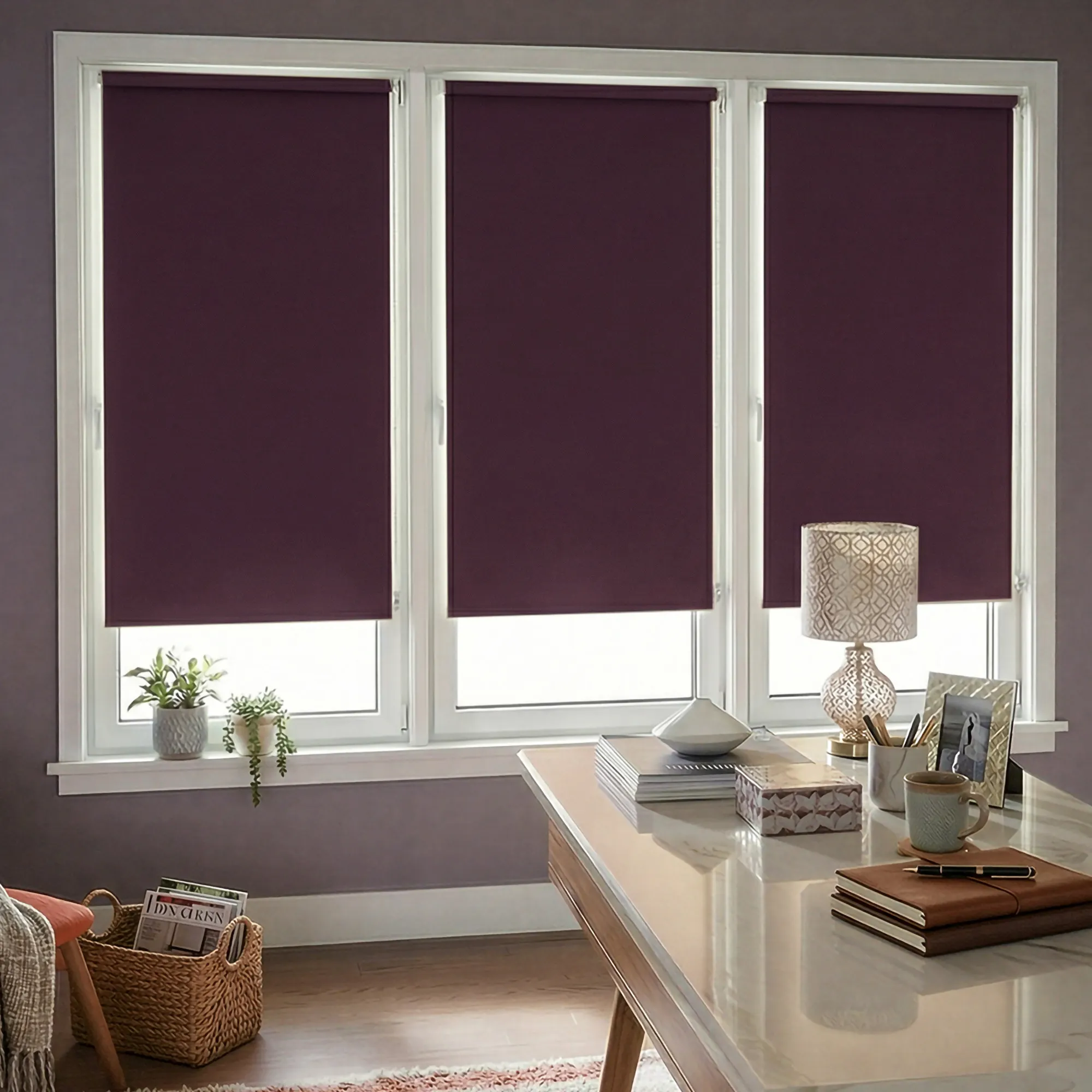 Tenda a rullo oscurante Tenebra Klemmfix | 125 x 160 cm, lilla / melanzana