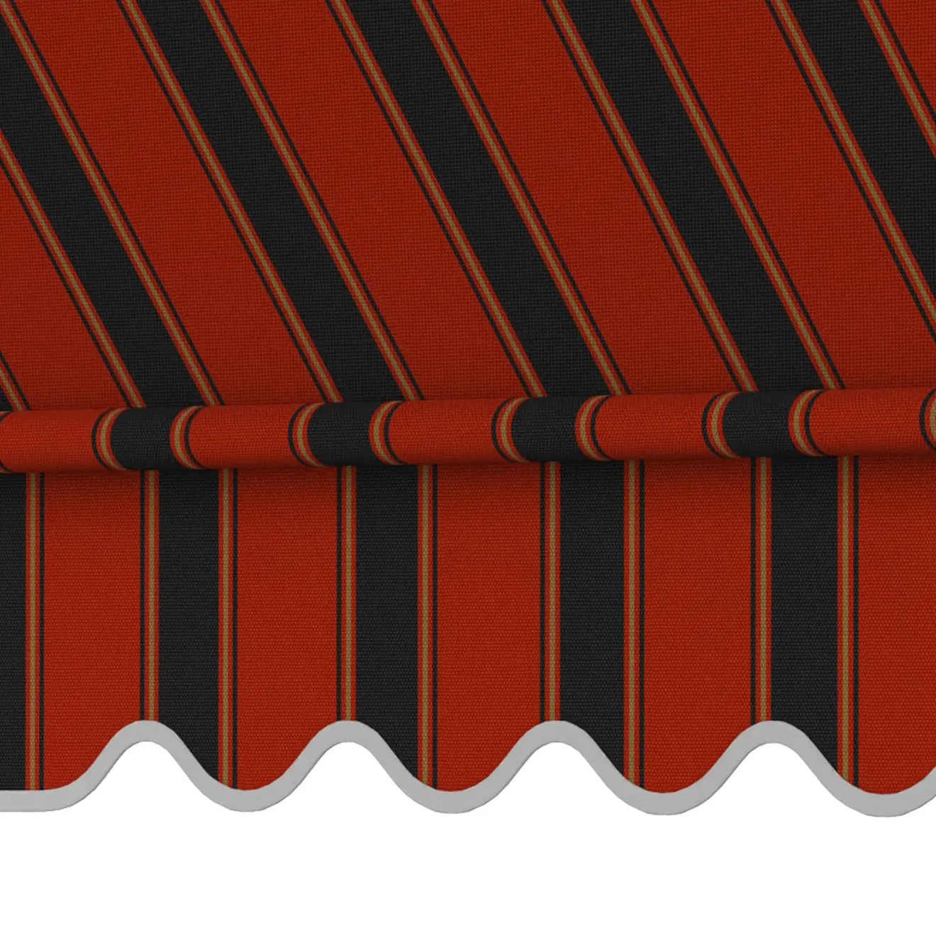 Klemm- und Balkonmarkise JAM 2000 mit gestreiftem Stoff und gewelltem Rand