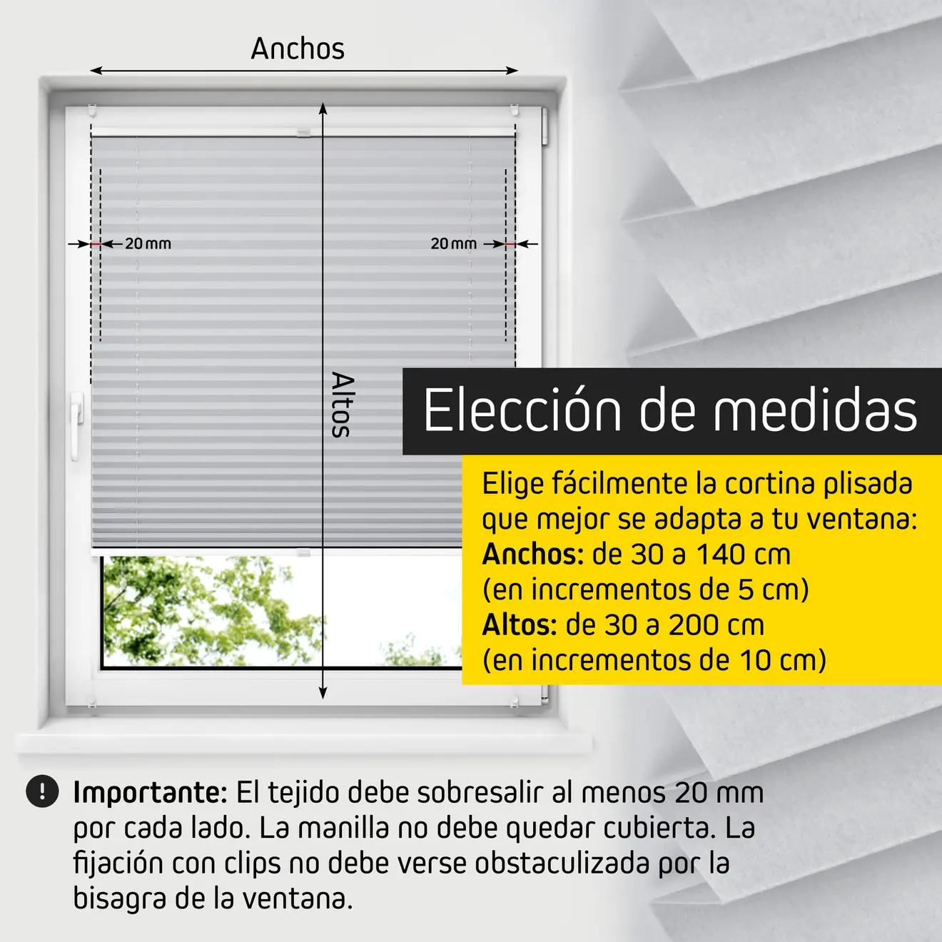 Gráfico de dimensiones para elección de tamaño