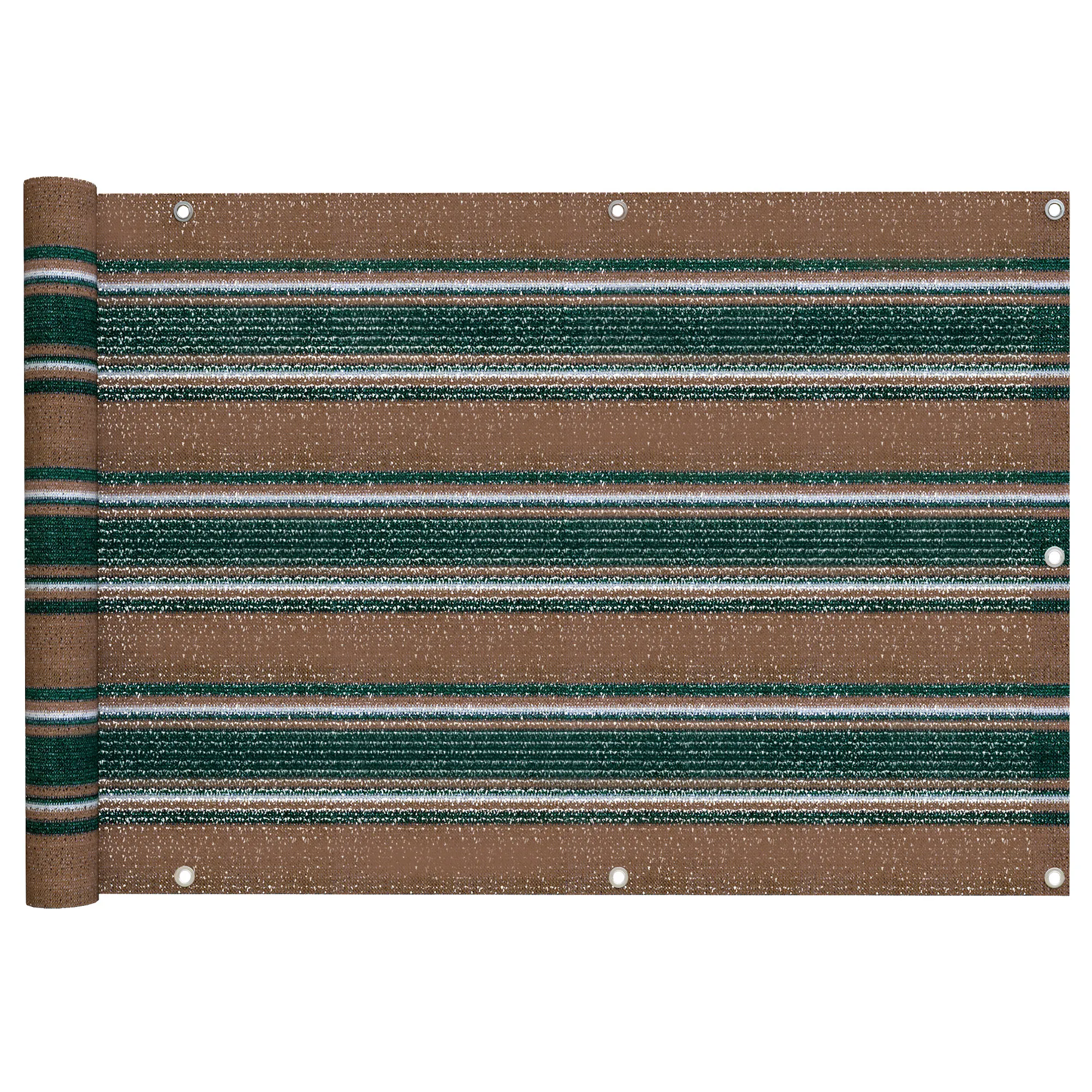 Balkonbespannung - HDPE / atmungsaktiv | 500 x 90 cm, dunkelgrün-weiß-hellbraun