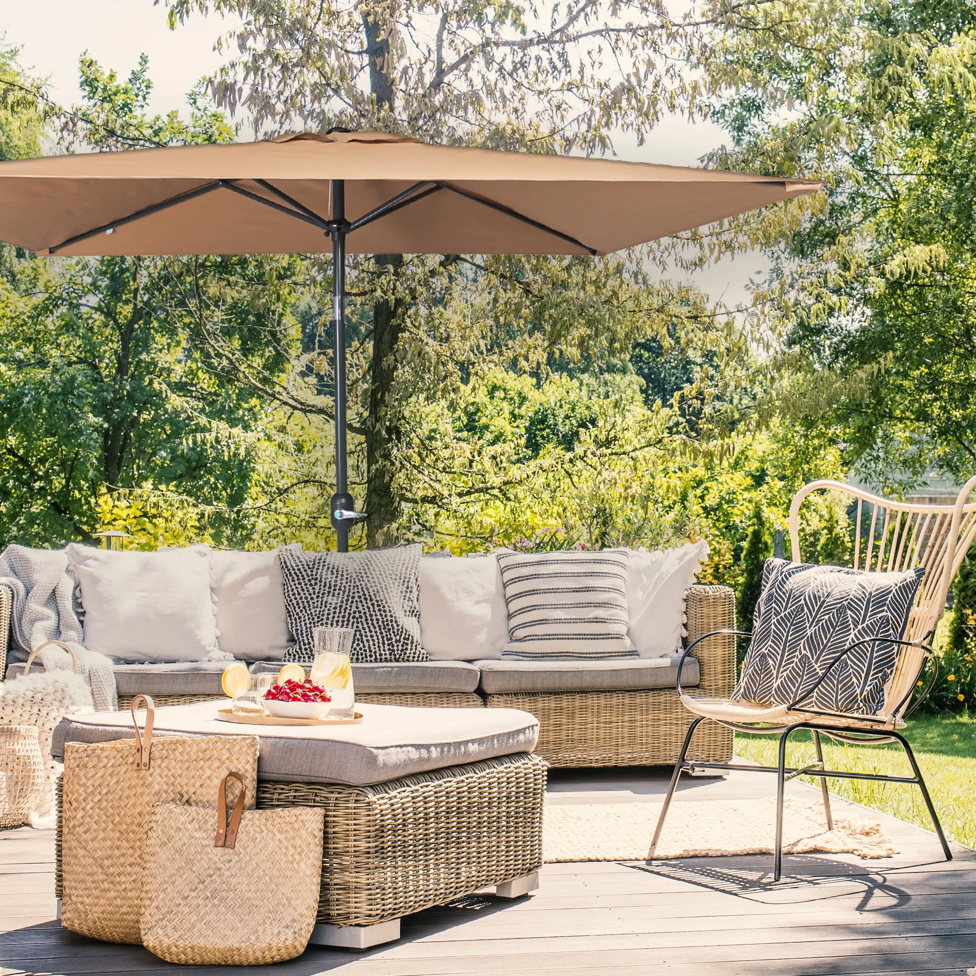 Parajuna - Petit parasol pliable | 2,3 x 1,3 m, rectangulaire, crème