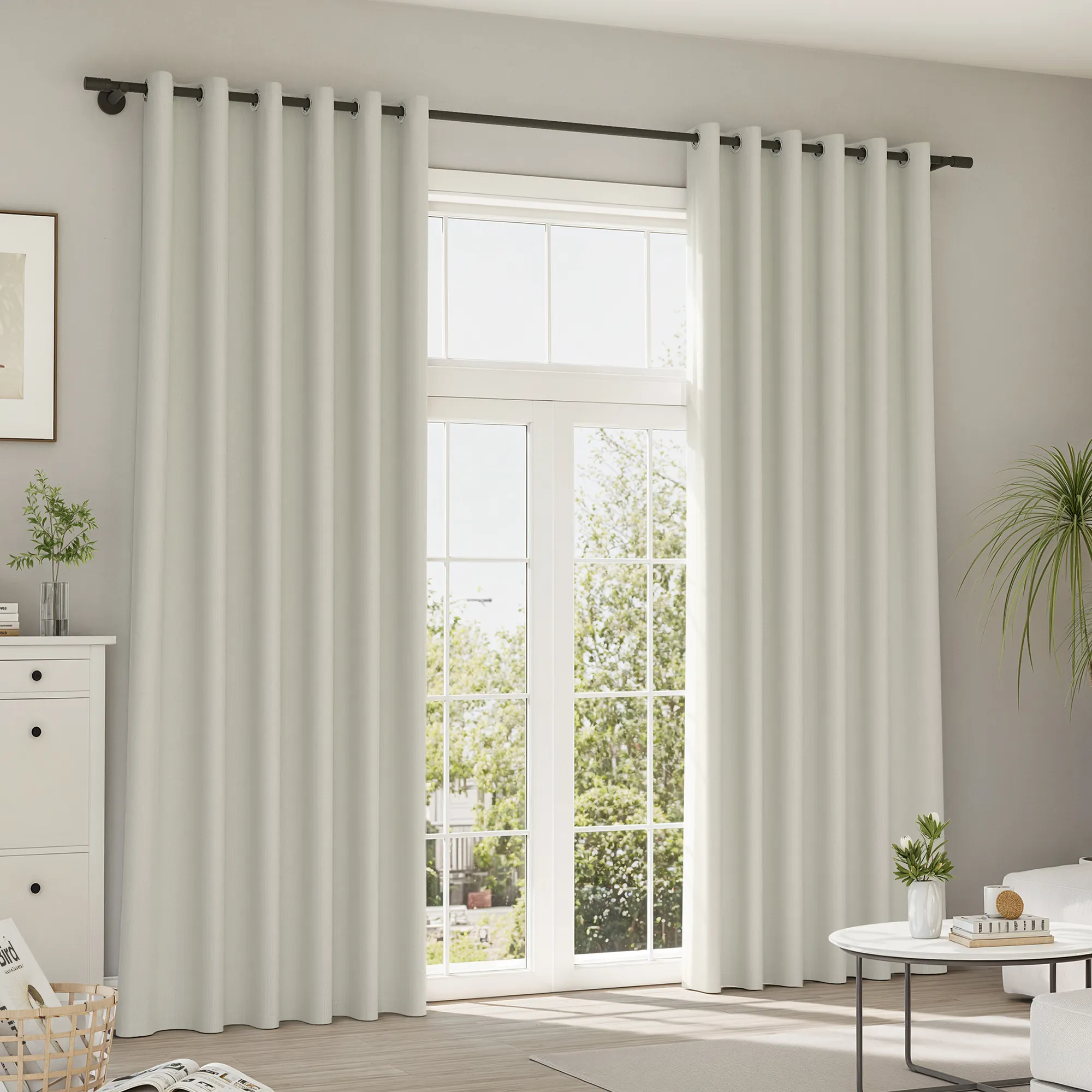 Pure Line Gardinen und Vorhänge | Linen Wisper, vollverdunkelnd, hellblau