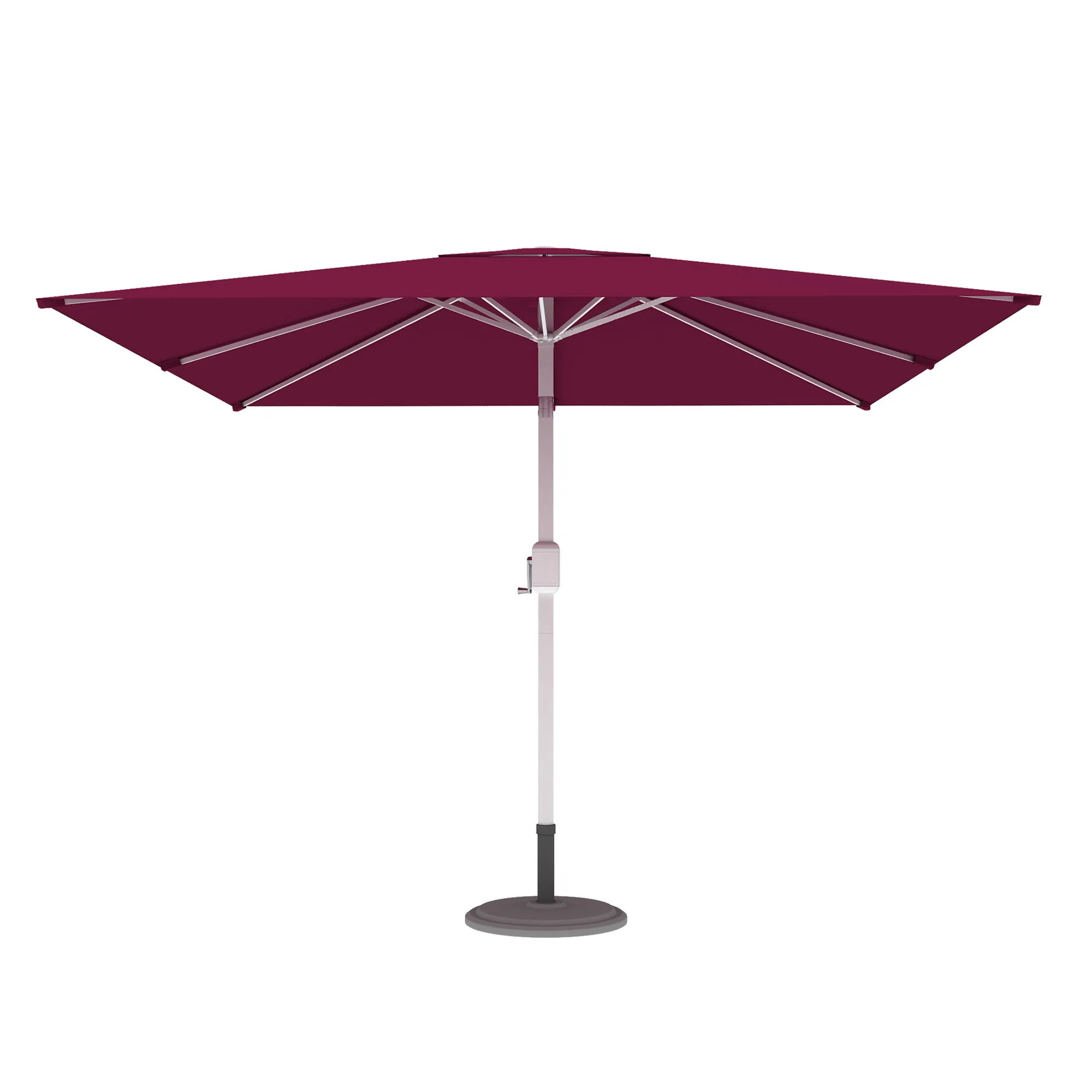 Ombrellone moderno con palo centrale e meccanismo a manovella