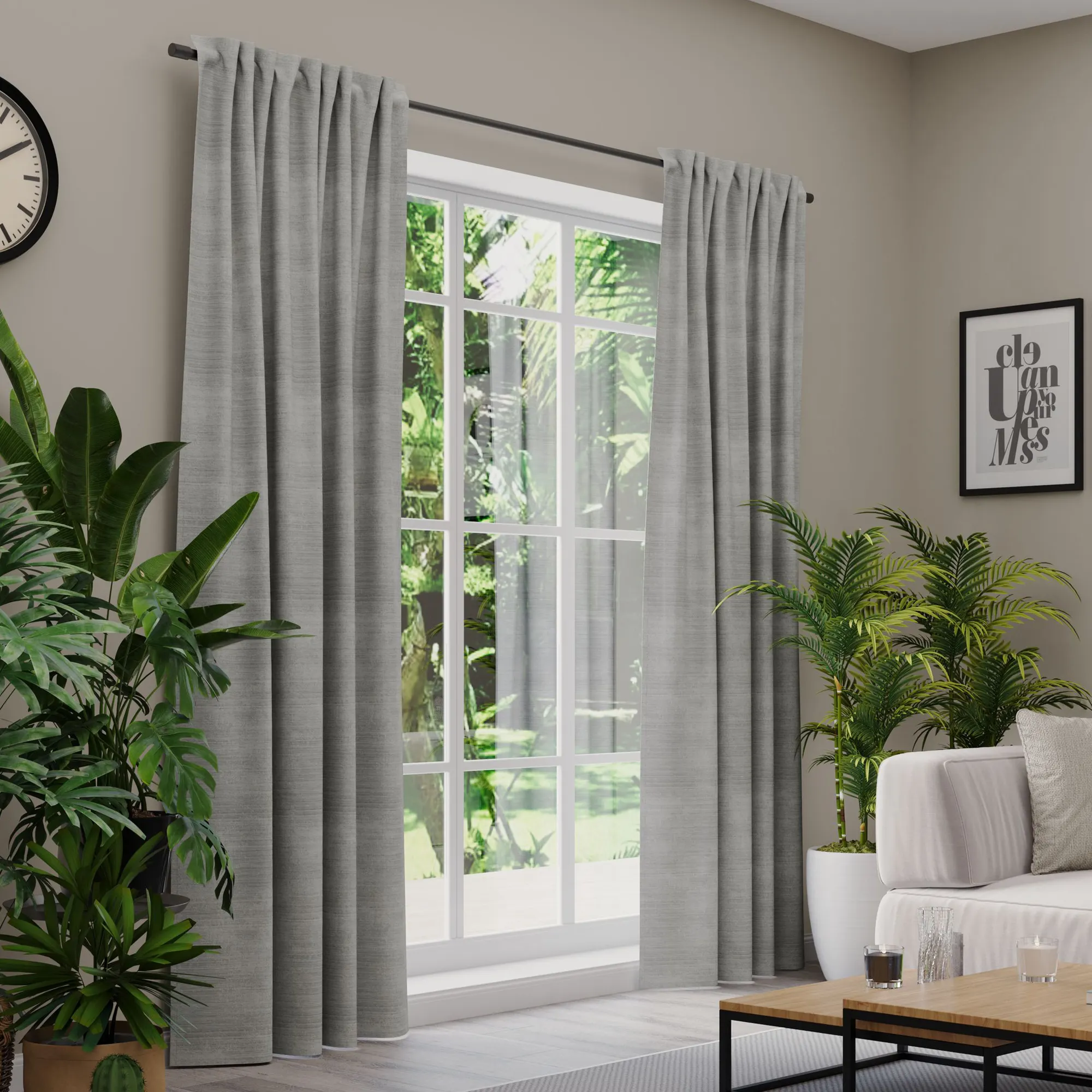 Premium Line Gardinen und Vorhänge | Velvet, blickdicht, hellgrau