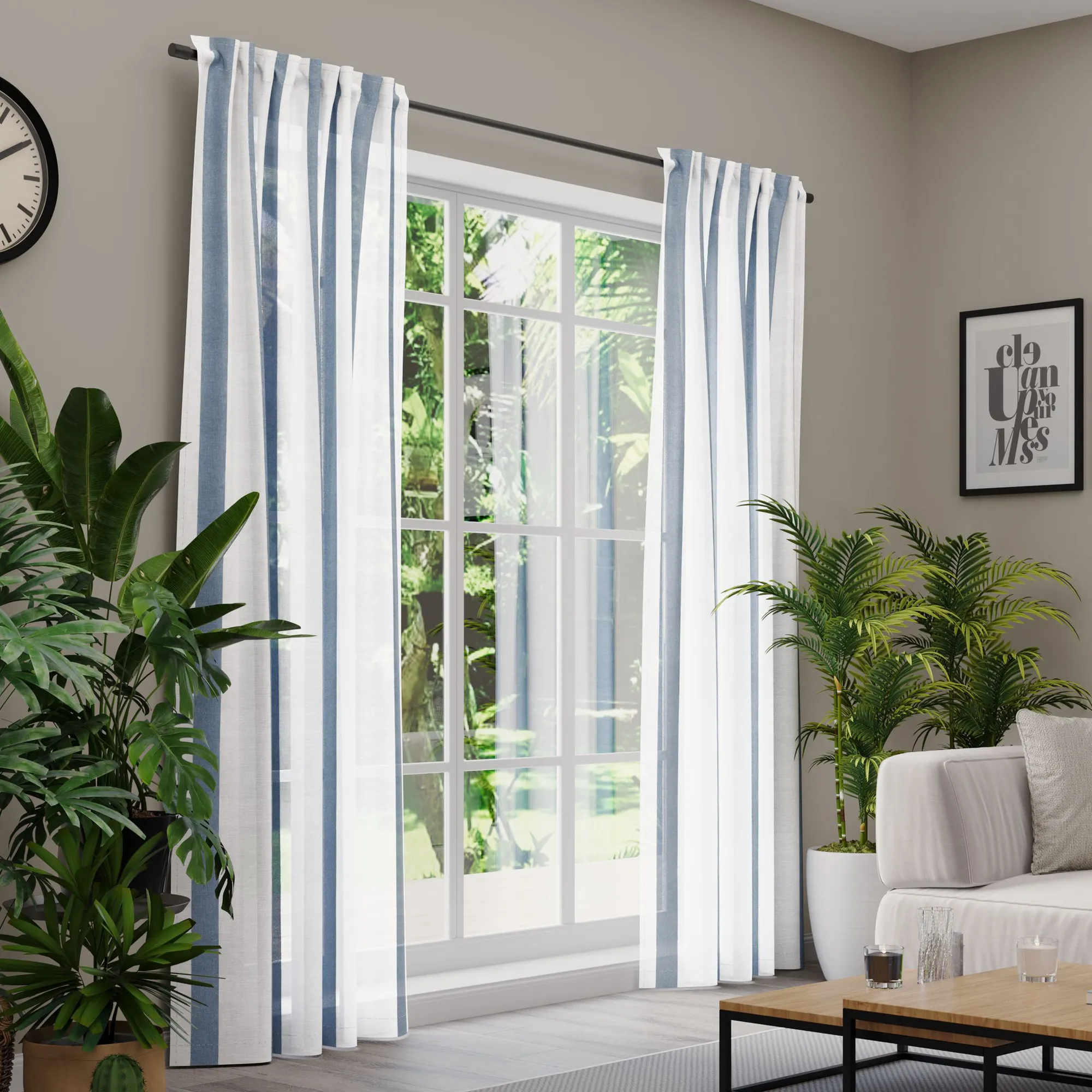 Premium Line Gardinen und Vorhänge | Noble, halbtransparent, blau