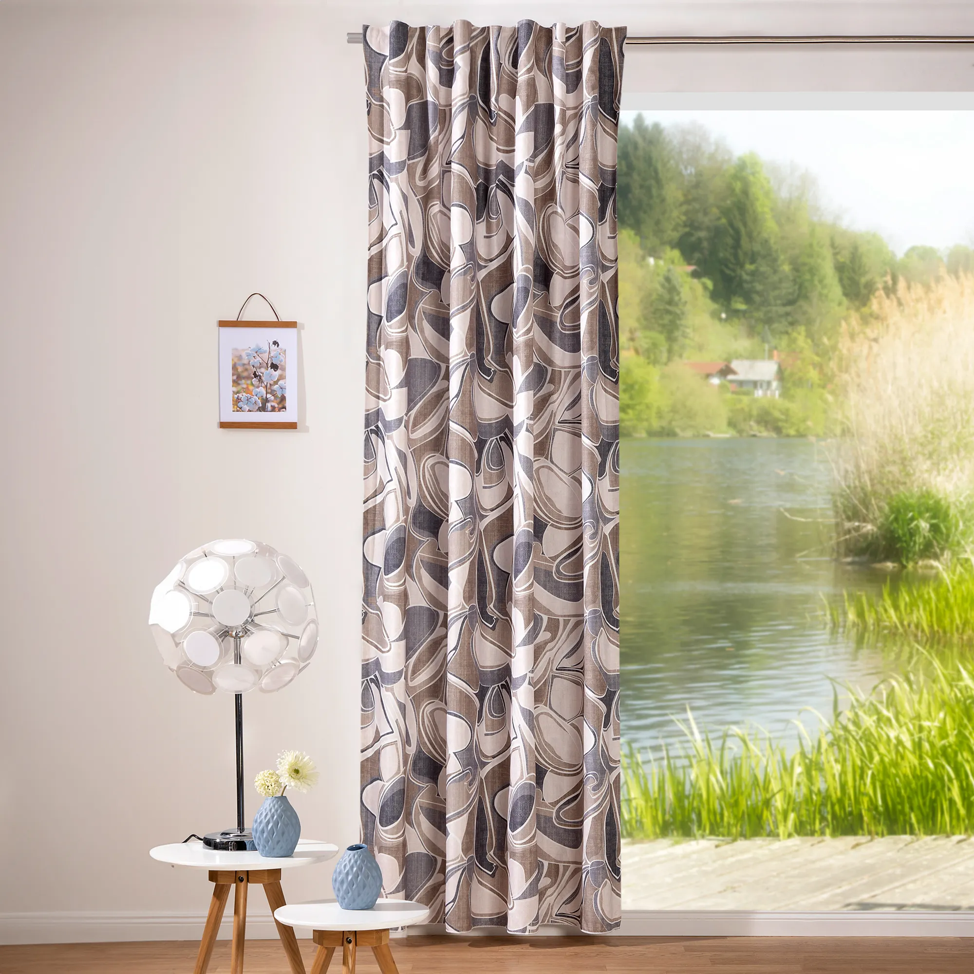 Vorhang mit Schlaufenband - Kreismuster (Typ nach Wahl)