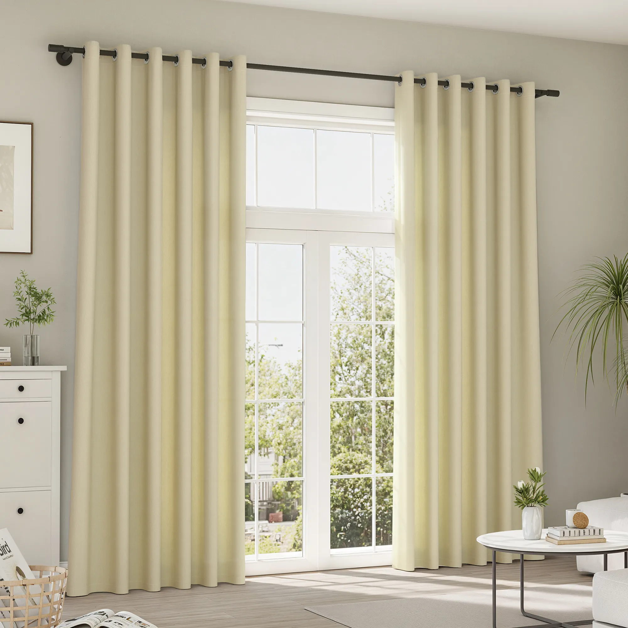 Pure Line Gardinen und Vorhänge | Samt, verdunkelnd, creme