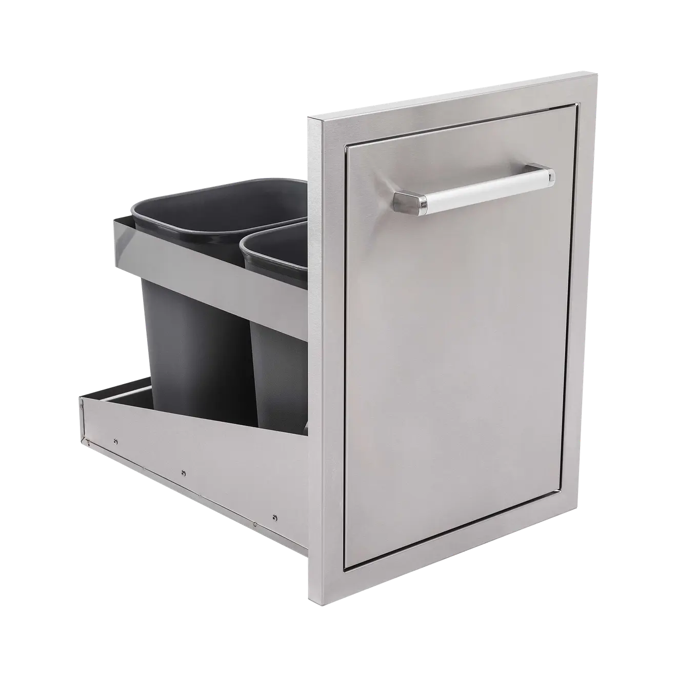 Edelstahl-Einbaumodul Auszug mit 2 Mülleimern