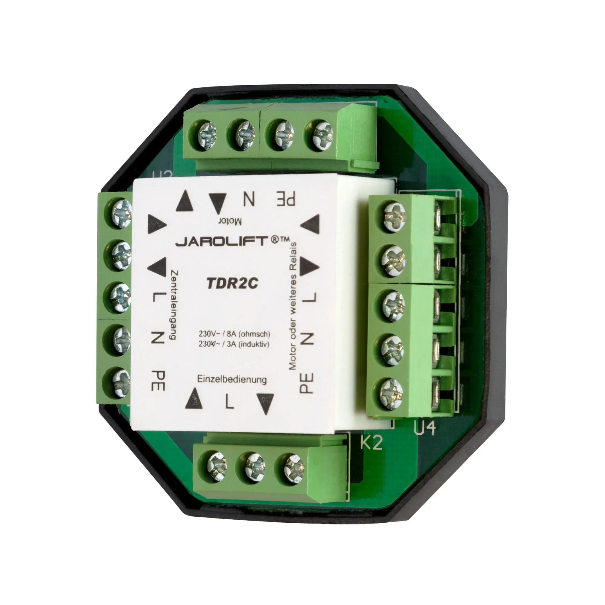 Relè di separazione TDR2C con connessioni e etichette per sistemi di controllo elettrico