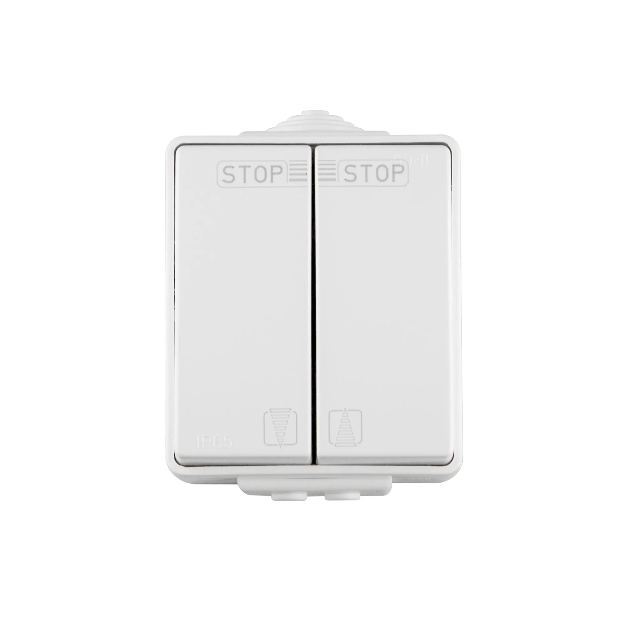 Interruptor de estores para zonas húmedas IP65 | Interruptor de superficie / basculante / blanco