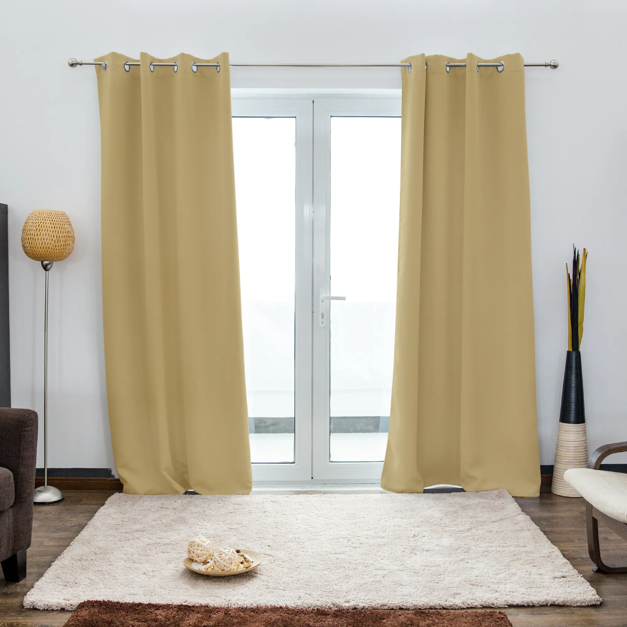 Cortina con Ojales AURORA | opaco, 140 x 245 cm, crema, 2 unidades