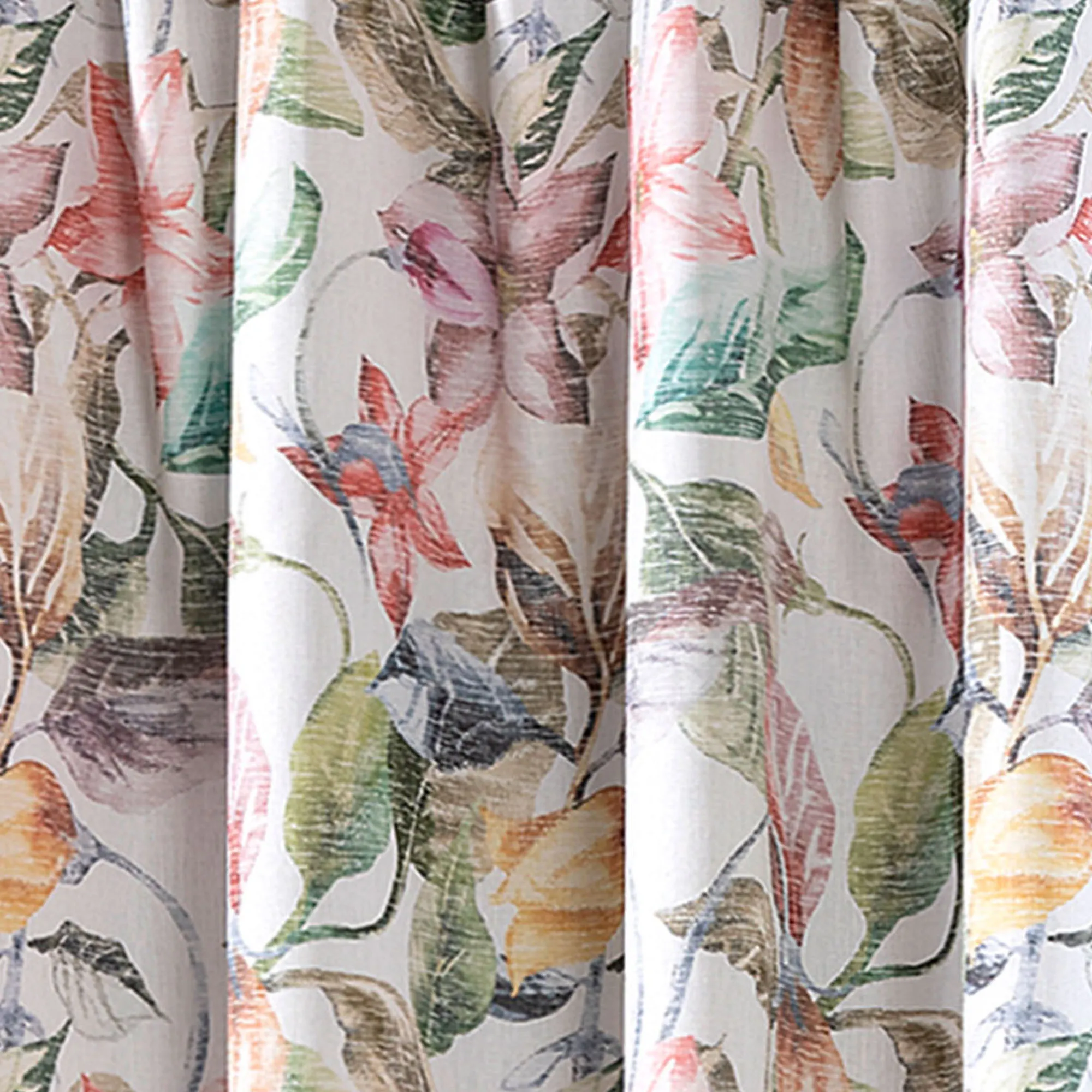 Tenda con nastro a occhiello e design floreale